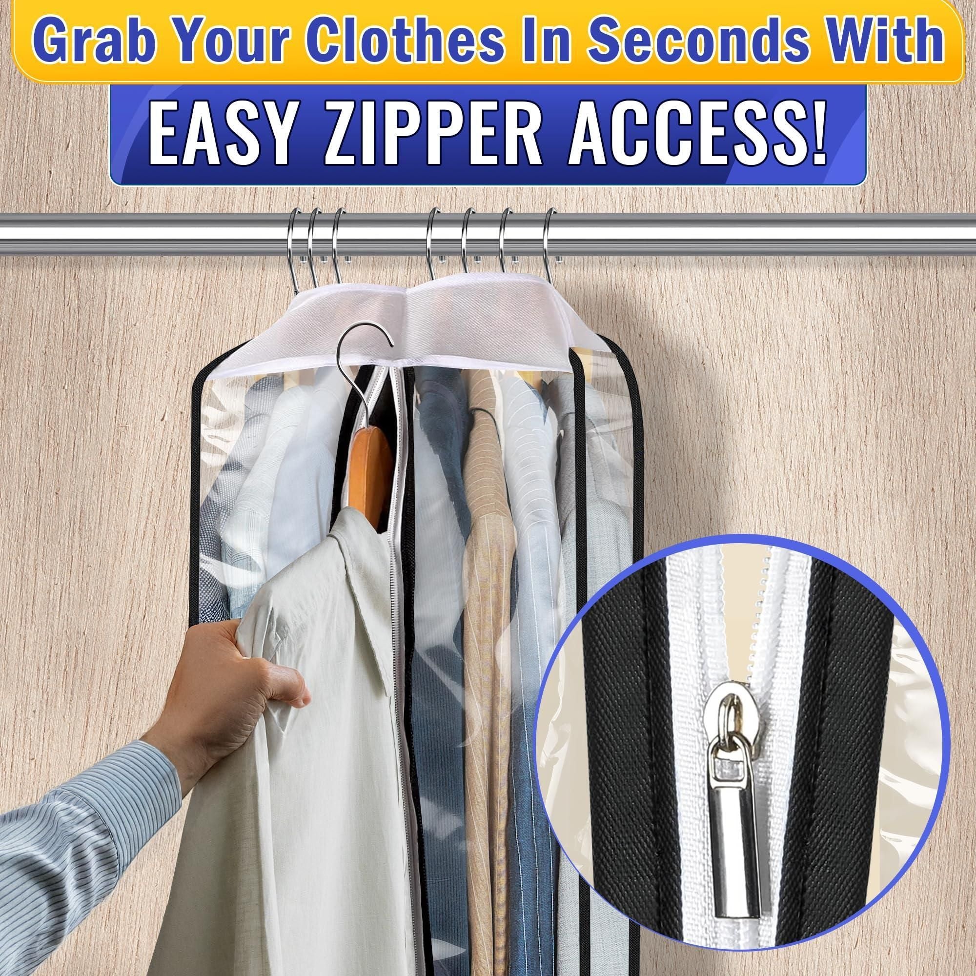 4 Pcs Clear Garment Bags for Hanging Clothes Dust Proof Suit Bags for Closet Storage 40 x24 x10 inch with Zipper Sides Designed for Travel & Organization Protects Clothes & Keeps Them Ready to Wear - JM Variety Store