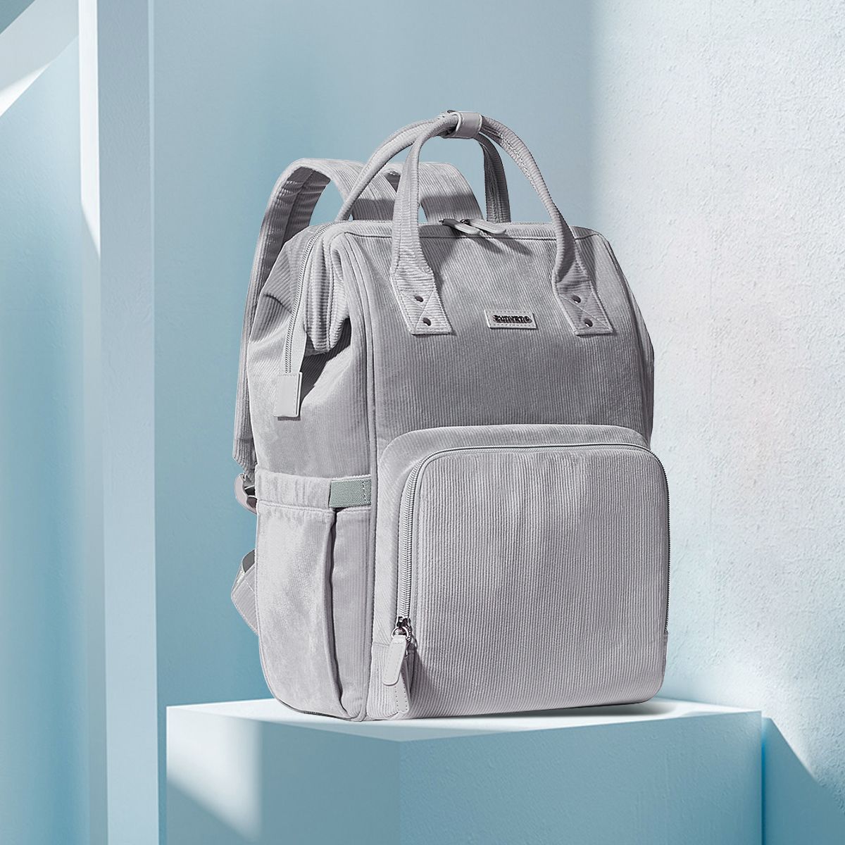 SUNVENO Velvet Stitching Diaper Bag Backpack Large Capacity Tote Shoulder Nappy Bag Organizer for Baby Care with Insulated Pockets,Waterproof Fabric - JM Variety Store