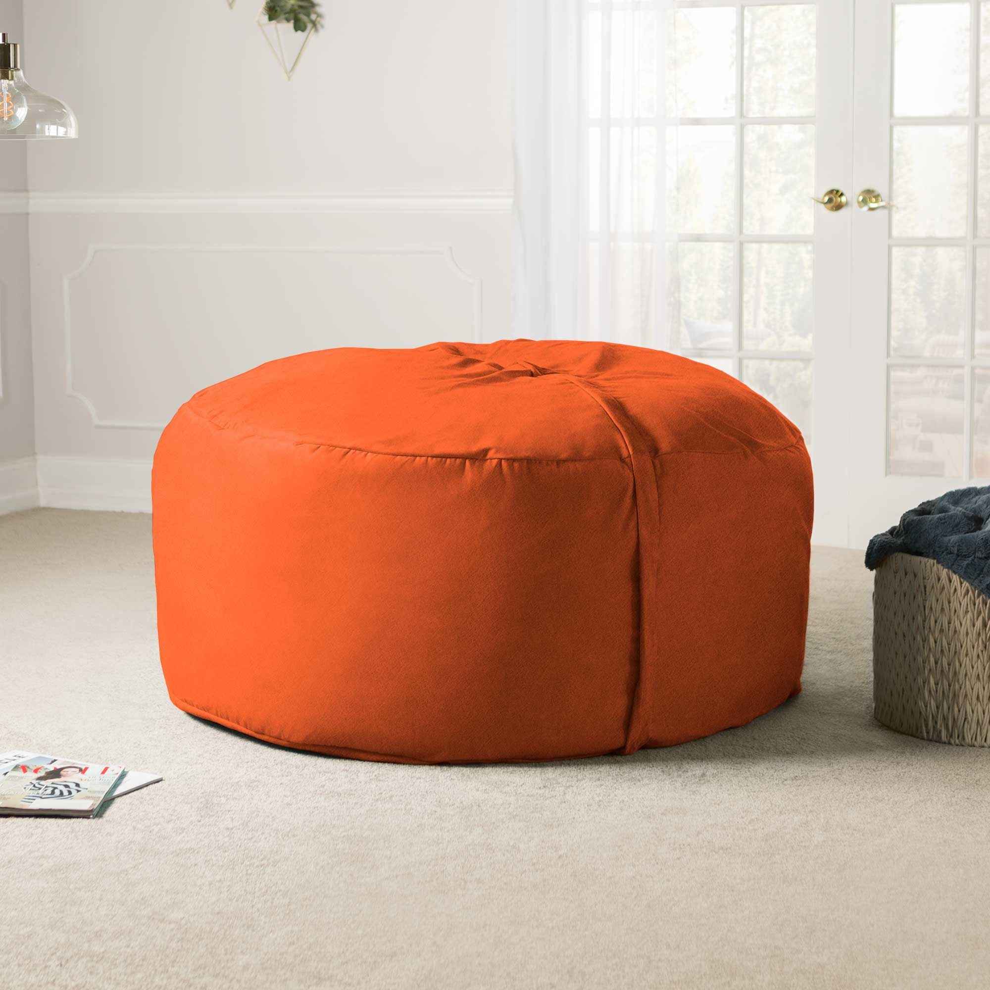Jaxx Saxx 5 Foot Large Bean Bag w/ Removable Cover, Mandarin