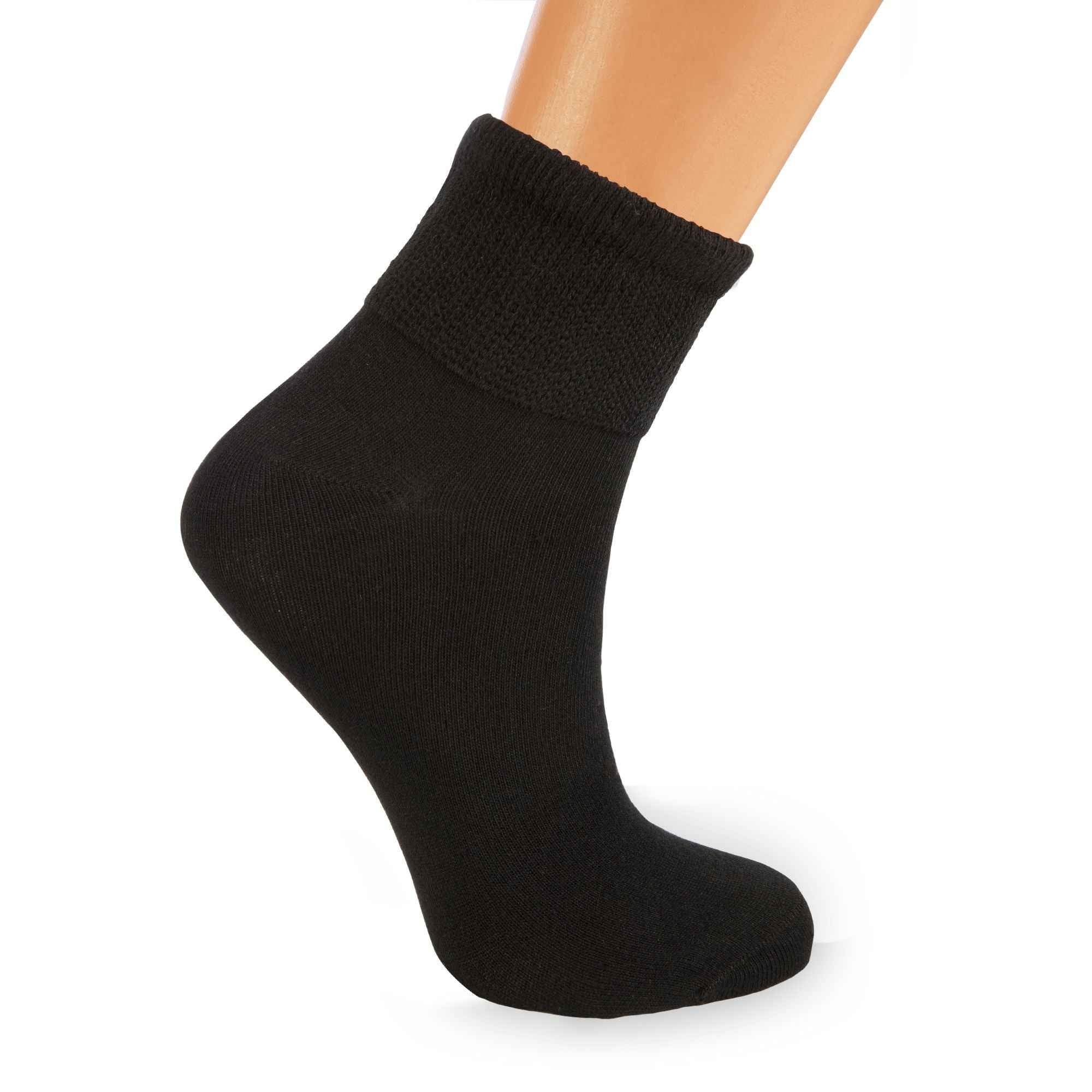 Women's Diabetic Ankle Socks 3 Pairs Soft Cotton, Non-Binding Top, Seamless Toe, Promotes Circulation, Shoe Size 9-11