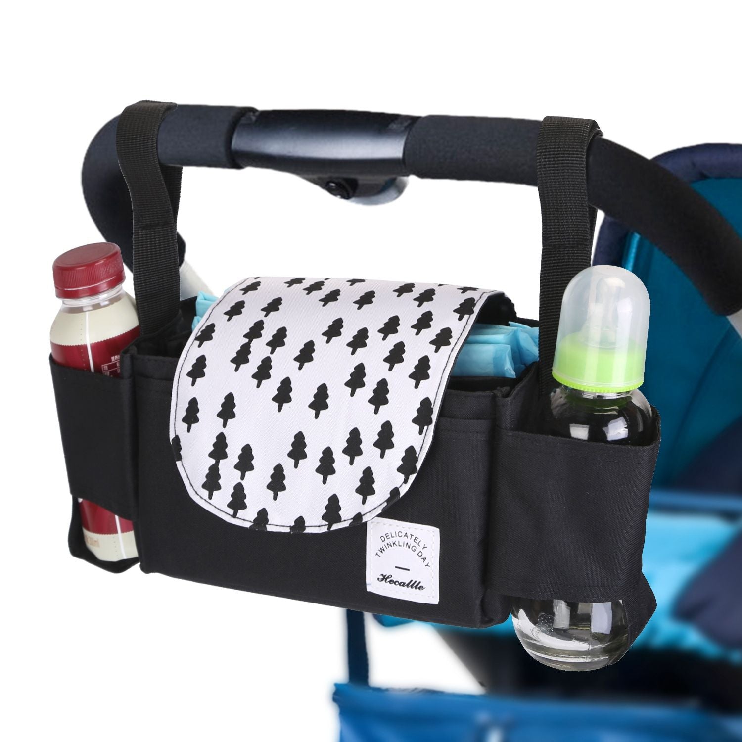 Stroller Organizer Bag 6 Pockets Baby Trolley Bag with Cup Holder for Paper Tissue Diaper Phone Snacks Baby Cream - JM Variety Store