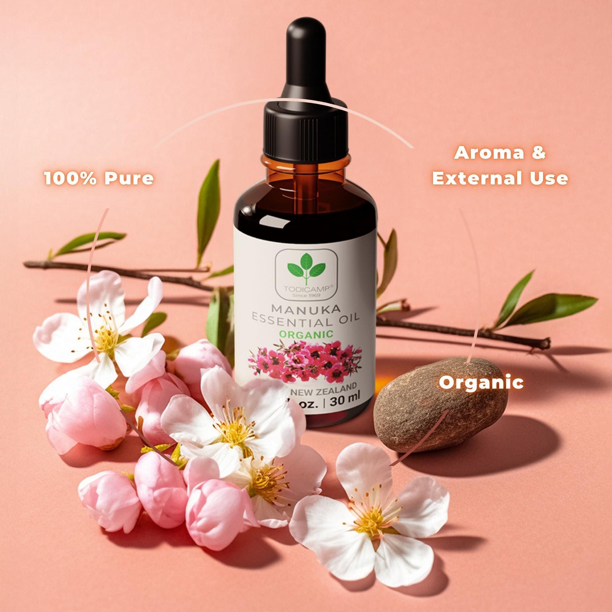 100% Pure Manuka Oil from New Zealand Therapeutic Grade Essential Oil for Wound Care Skin Soothing Nail & Scalp Health Organic Undiluted Cold Pressed Manuka for Face Hair Body - JM Variety Store