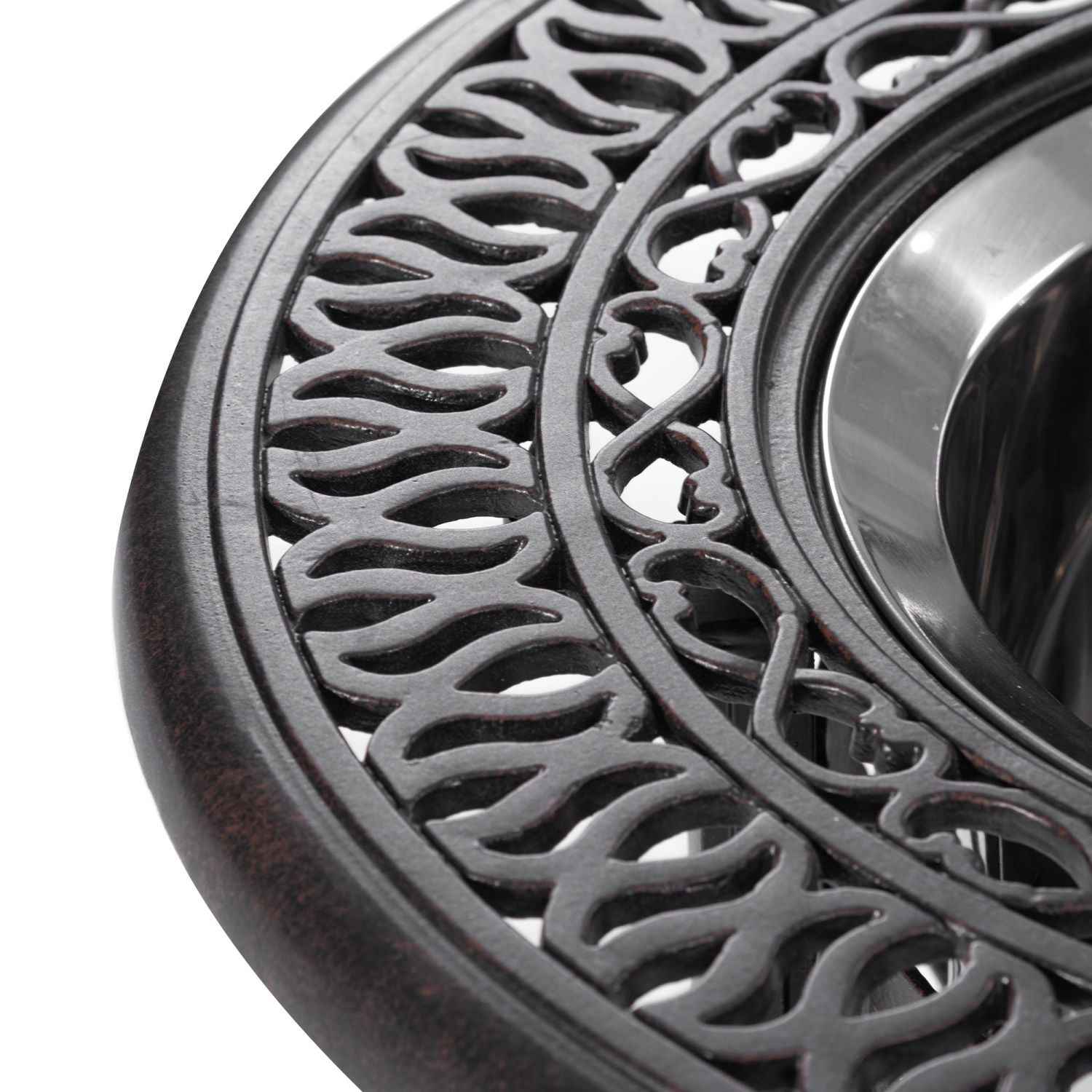 21" Side Table With Removable Ice Bucket- Rustproof Cast Aluminum Frame, Hand-Brushed Finish, Food-Grade 304 Stainless Steel Bucket - Perfect for Indoor & Outdoor, Patio, Balcony, and Poolside