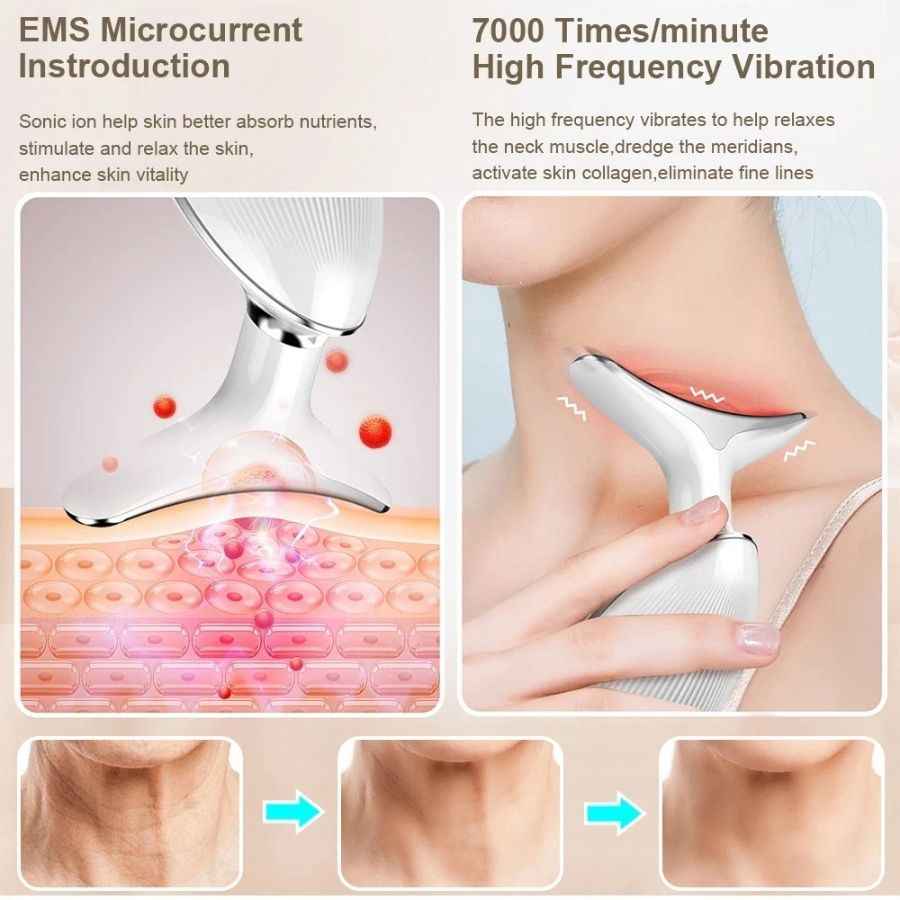 Face and Neck Massager 3 Colors EMS Beauty Device Lifting Tighten Facial Massagers Wrinkle Remover Reduce Double Chin Devices for Woman