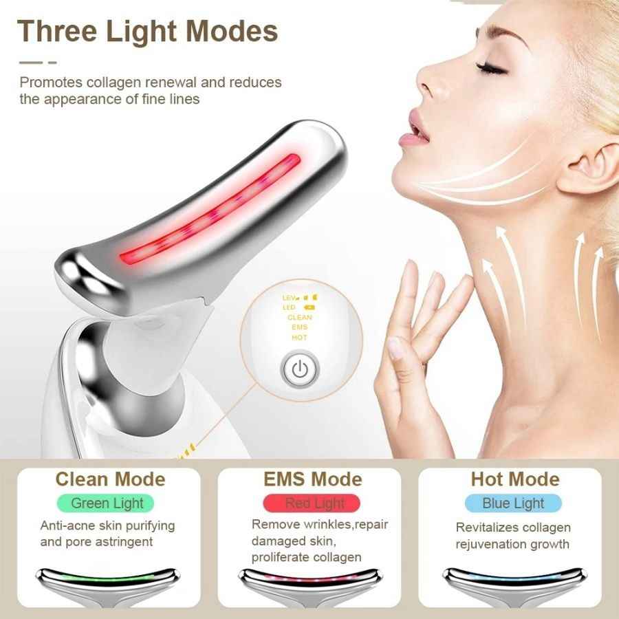 Face and Neck Massager 3 Colors EMS Beauty Device Lifting Tighten Facial Massagers Wrinkle Remover Reduce Double Chin Devices for Woman