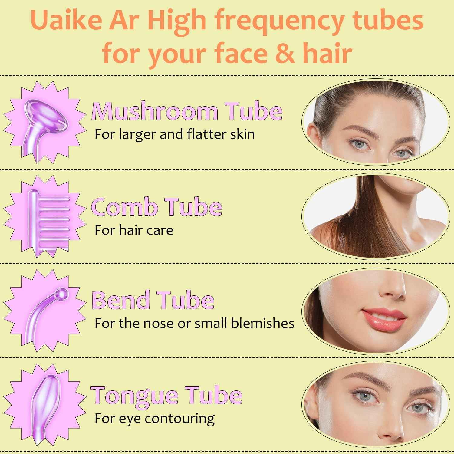 High Frequency Wand 'C Violet Portable Skin Therapy Machine for Anti-Aging - Skin Tightening - Wrinkle Reducing - Dark Circles - 4 in 1