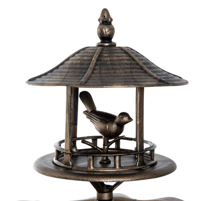3-in-1 Garden Bird Bath Bowl Pedestal with Bird Feeder, Large Water Basin, Underneath Flower Planter, Bronze