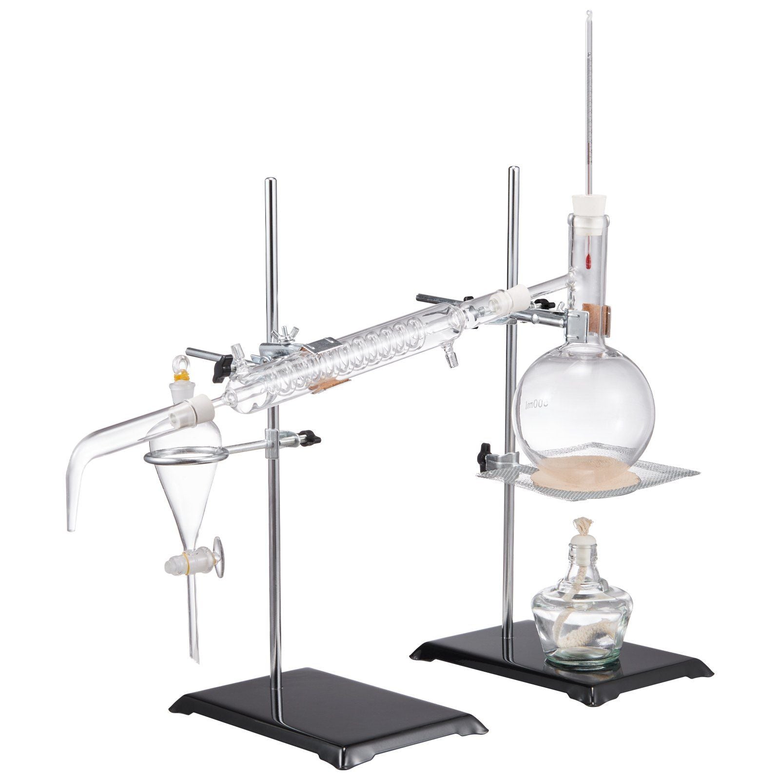 VEVOR Essential Oil Distillation Kit, 500ml Distillation Apparatus, 3.3 Boro Lab Glassware Distillation Kit with Alcohol Lamp, Ceramic Mesh and 24, 40 Joint, 28 pcs Set - JM Variety Store