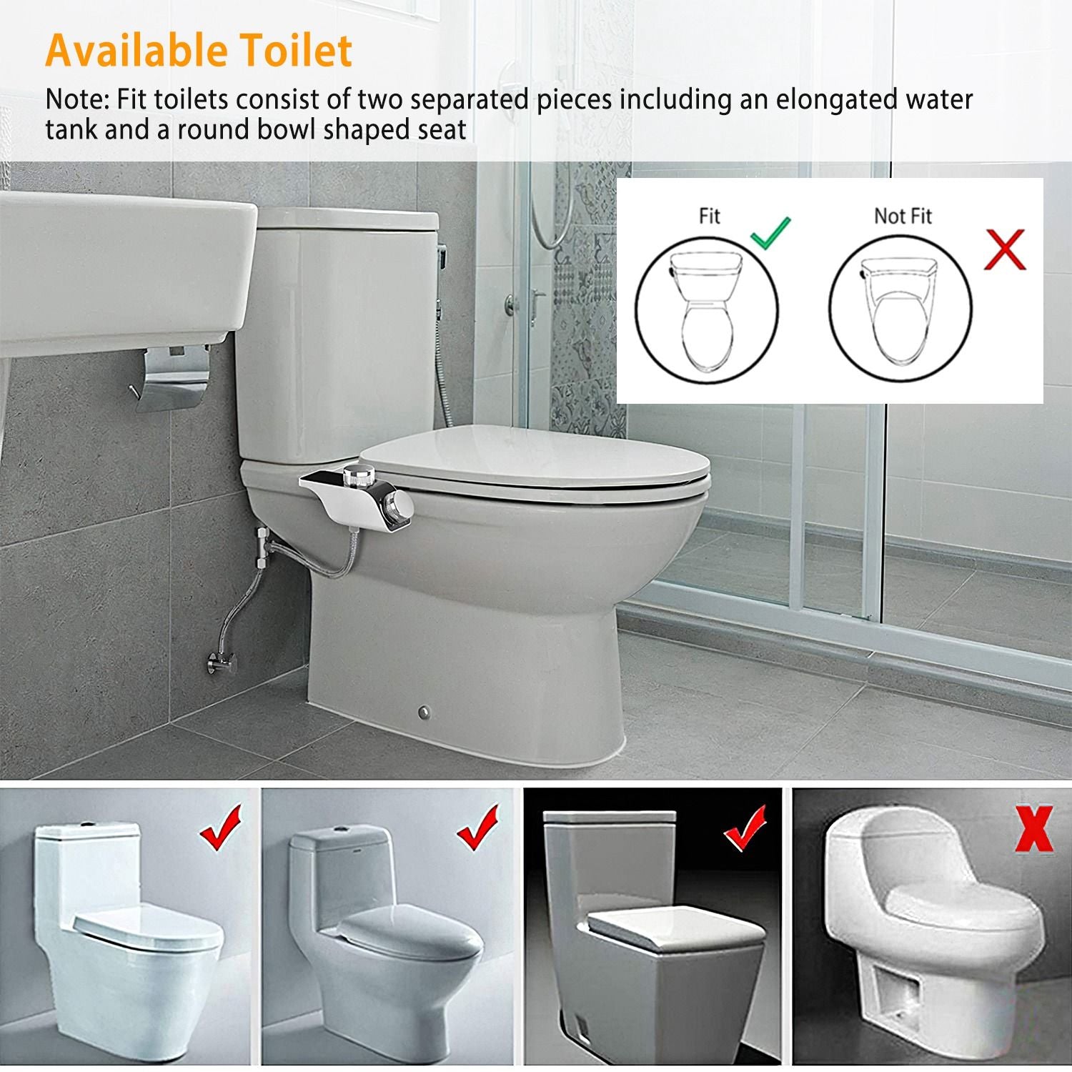 Bidet Attachment Non-Electric Fresh Water Bidet Sprayer Toilet Seat Attachment with Self Cleaning Dual Nozzles Cold Warm Water Temperature Pressure Controls - JM Variety Store