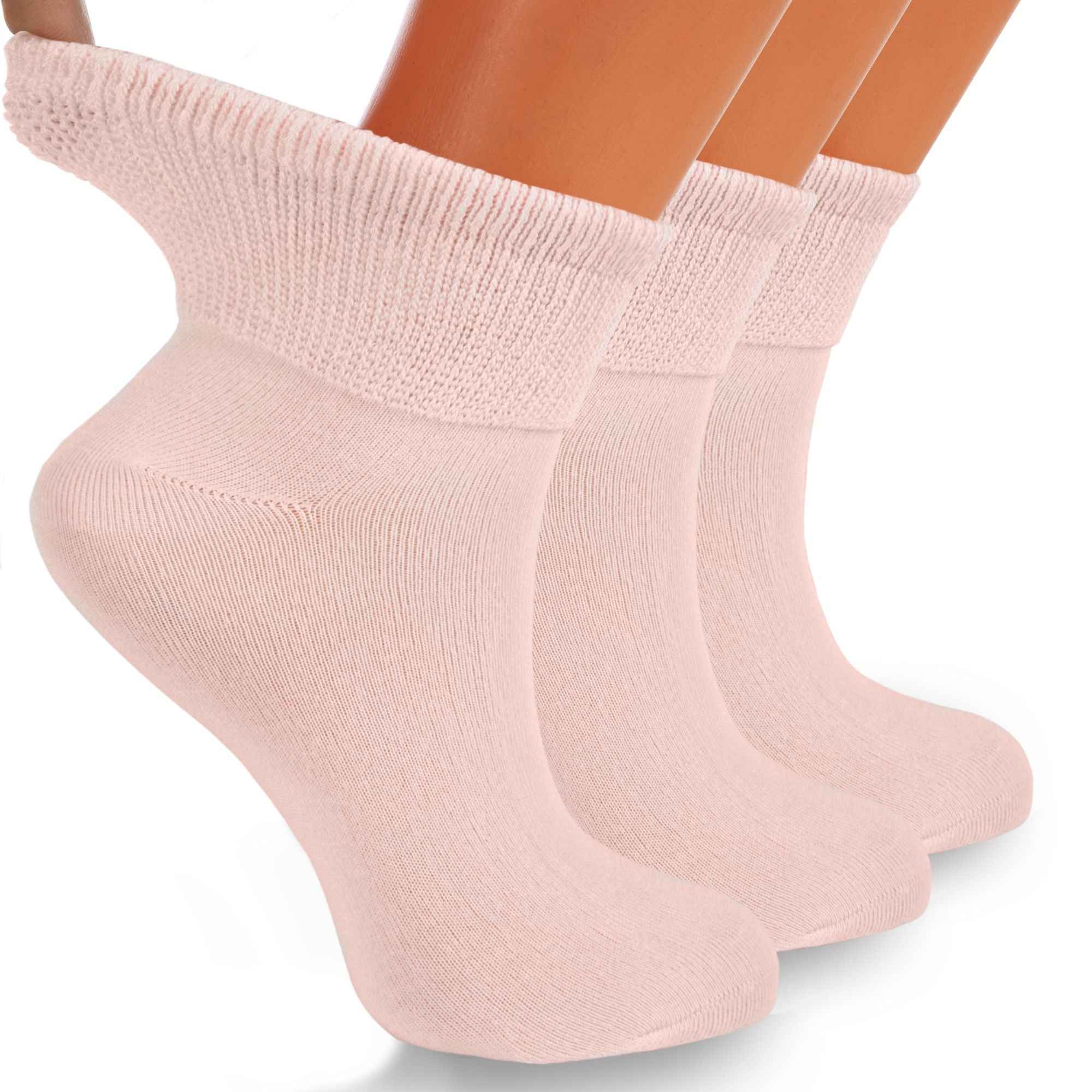 Women's Diabetic Ankle Socks 3 Pairs Soft Cotton, Non-Binding Top, Seamless Toe, Promotes Circulation, Shoe Size 9-11