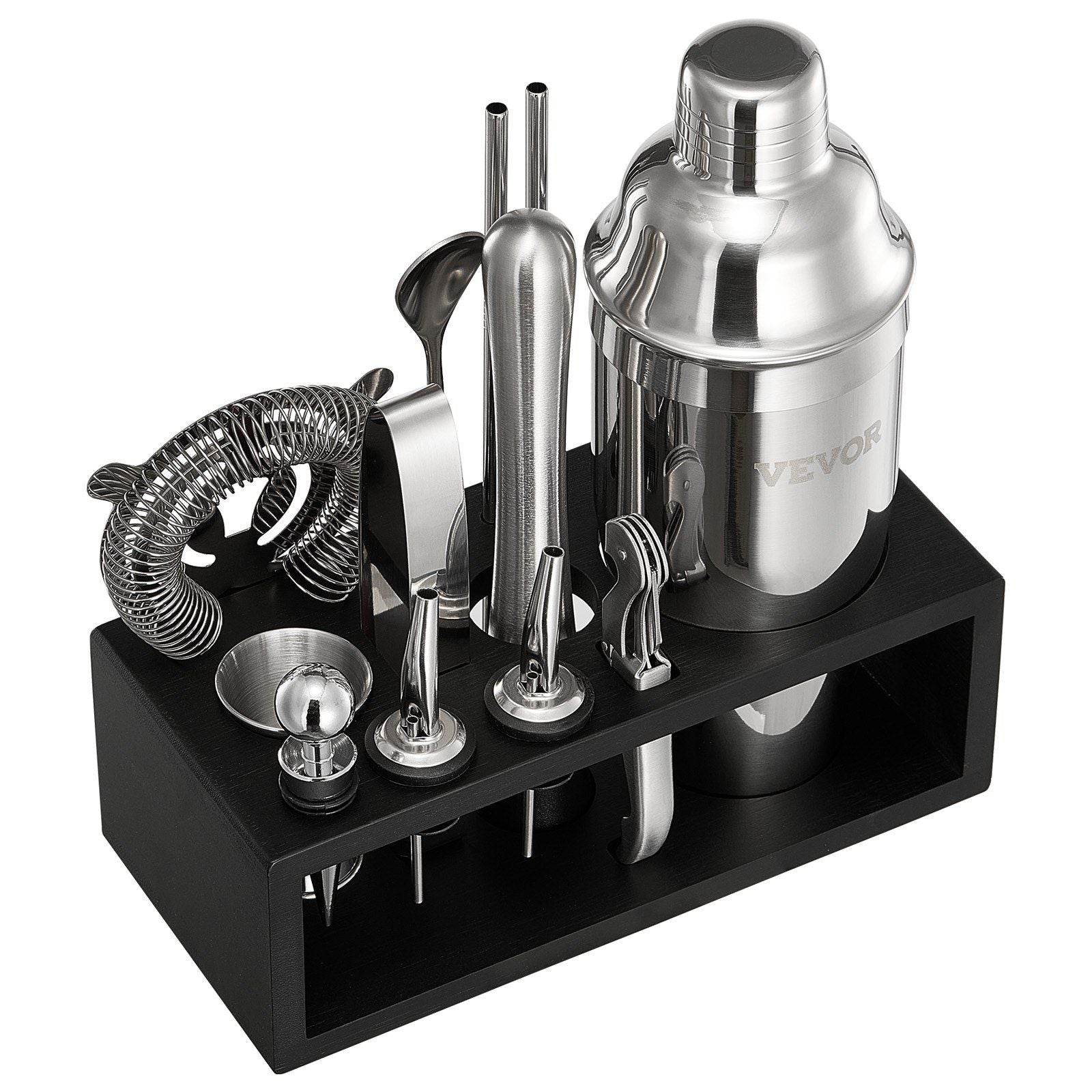 Cocktail Shaker Set 13 Pcs Bar Tool Set Stainless Steel Bartender Kit Silver - JM Variety Store