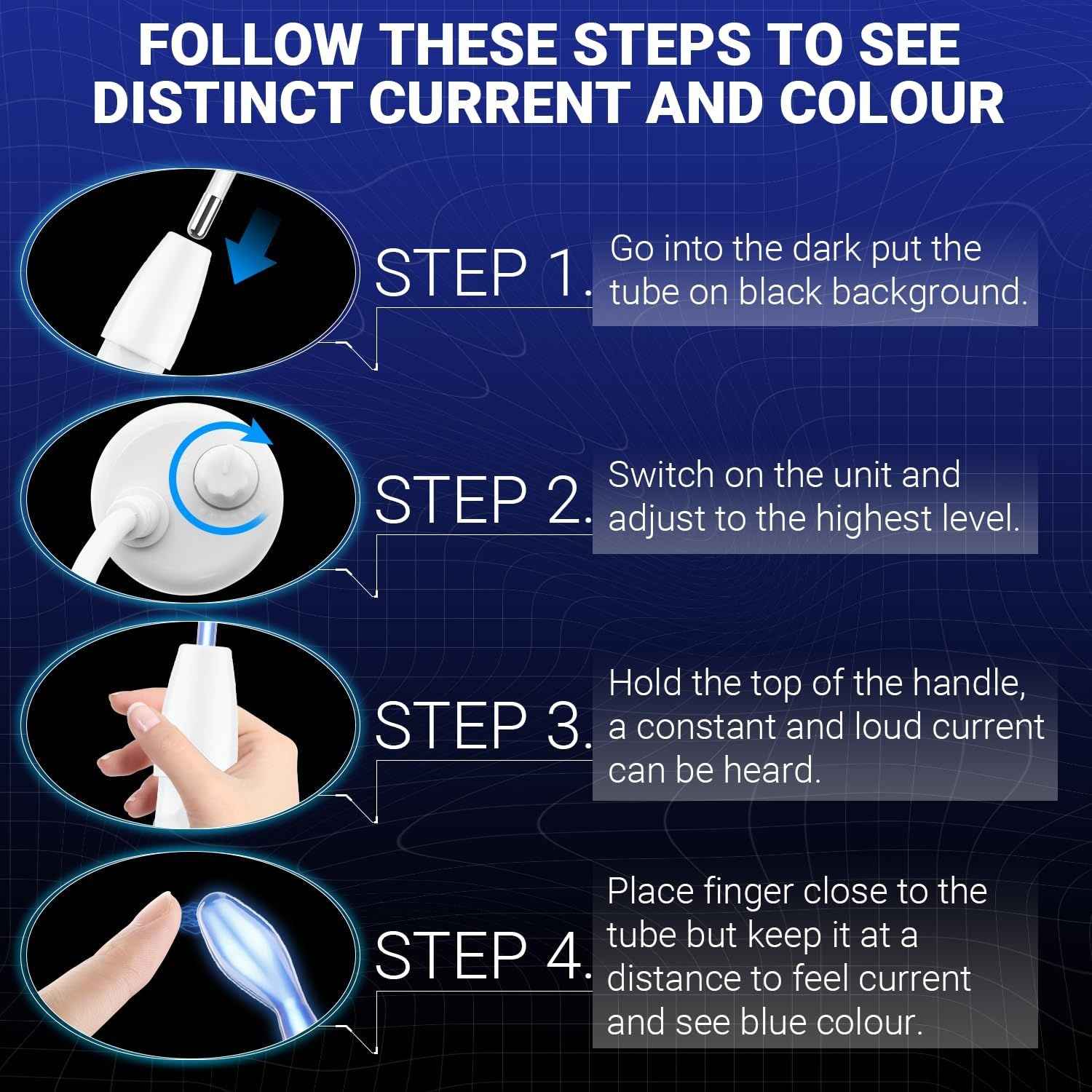 High Frequency Wand 'C Violet Portable Skin Therapy Machine for Anti-Aging - Skin Tightening - Wrinkle Reducing - Dark Circles - 4 in 1