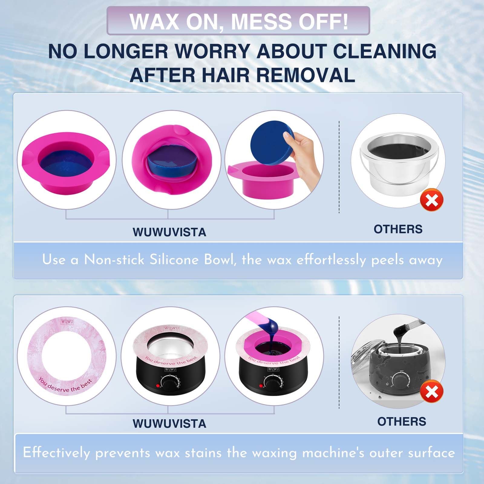 Waxing Kit 69 items - WUWUVISTA Hair Removal Hard Wax kit with Wax Warmer, Wax Beads for Face/Brazilian/Body/Sensitive Skin - JM Variety Store