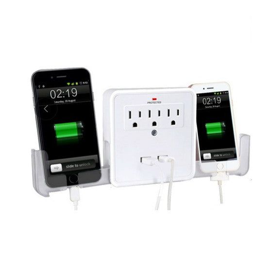 NEW! Classic Combo Wall Adapter W/3 AC Outlets W/Surge Protection And Dual USB Ports To Charge Your Gadgets - JM Variety Store