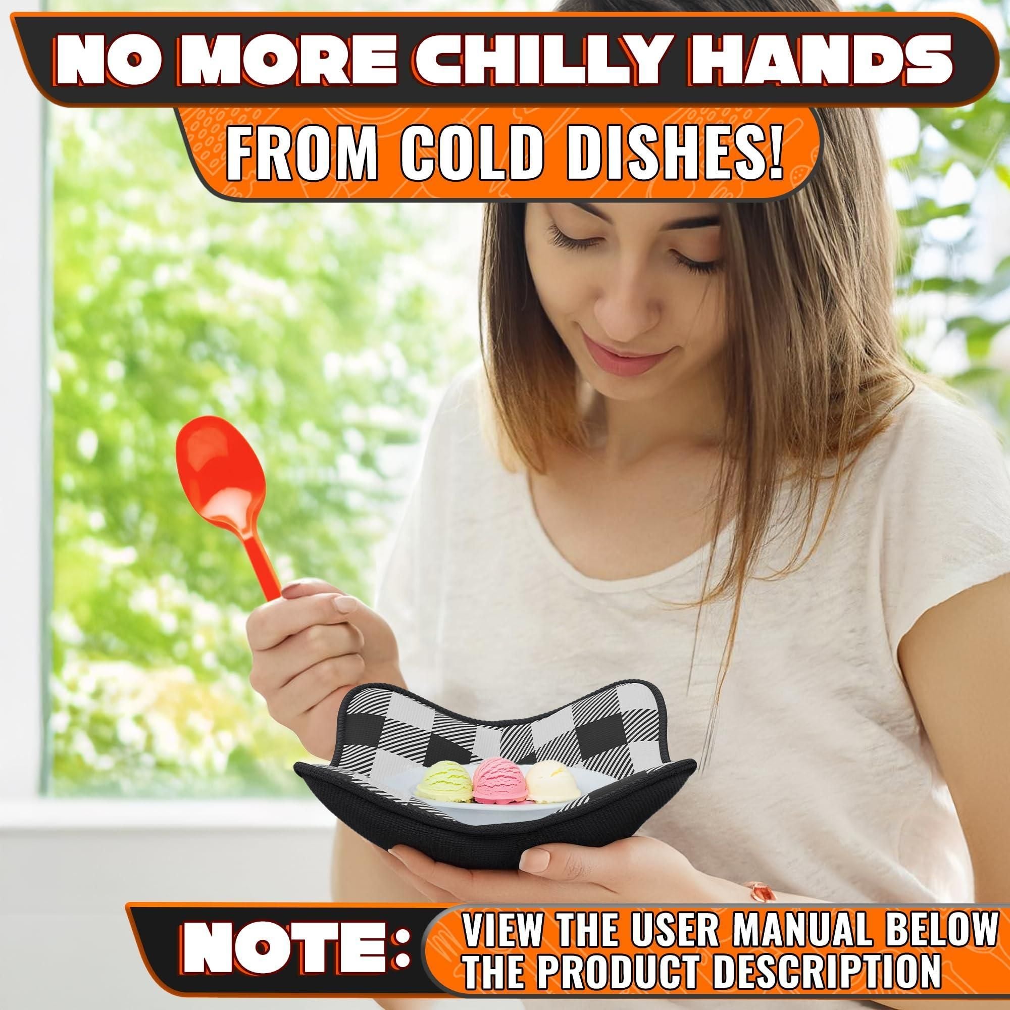 4 Piece Microwave Bowl Holder Set 7.5 x7.5 inch Microwave Bowl Holders for Hot Food Black and White Checkered Fabric for Safe & Easy Handling Machine Washable - JM Variety Store