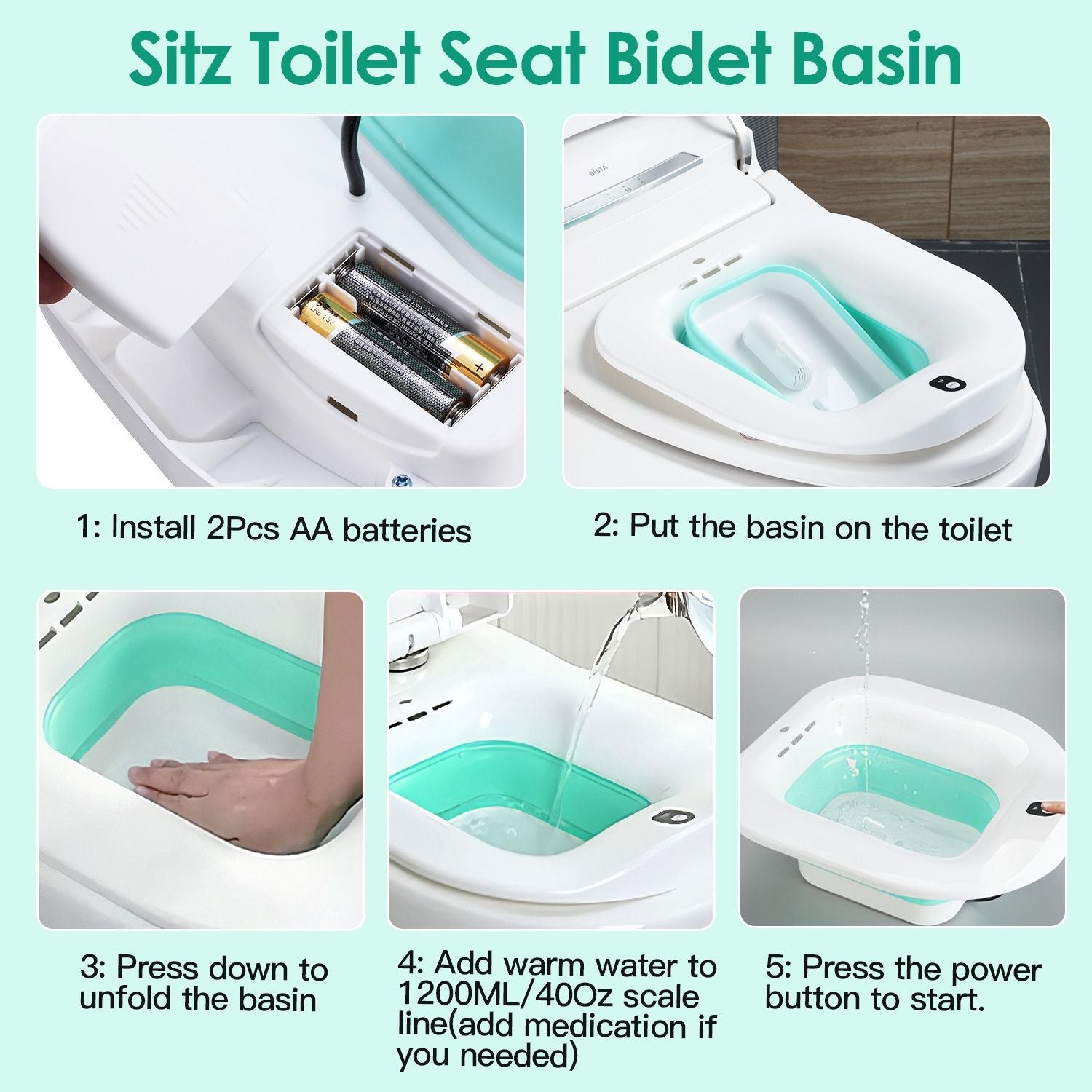 Foldable Postpartum Care Basin Sitz Toilet Seat Bidet Basin Battery Powered Toilet Bidet - JM Variety Store
