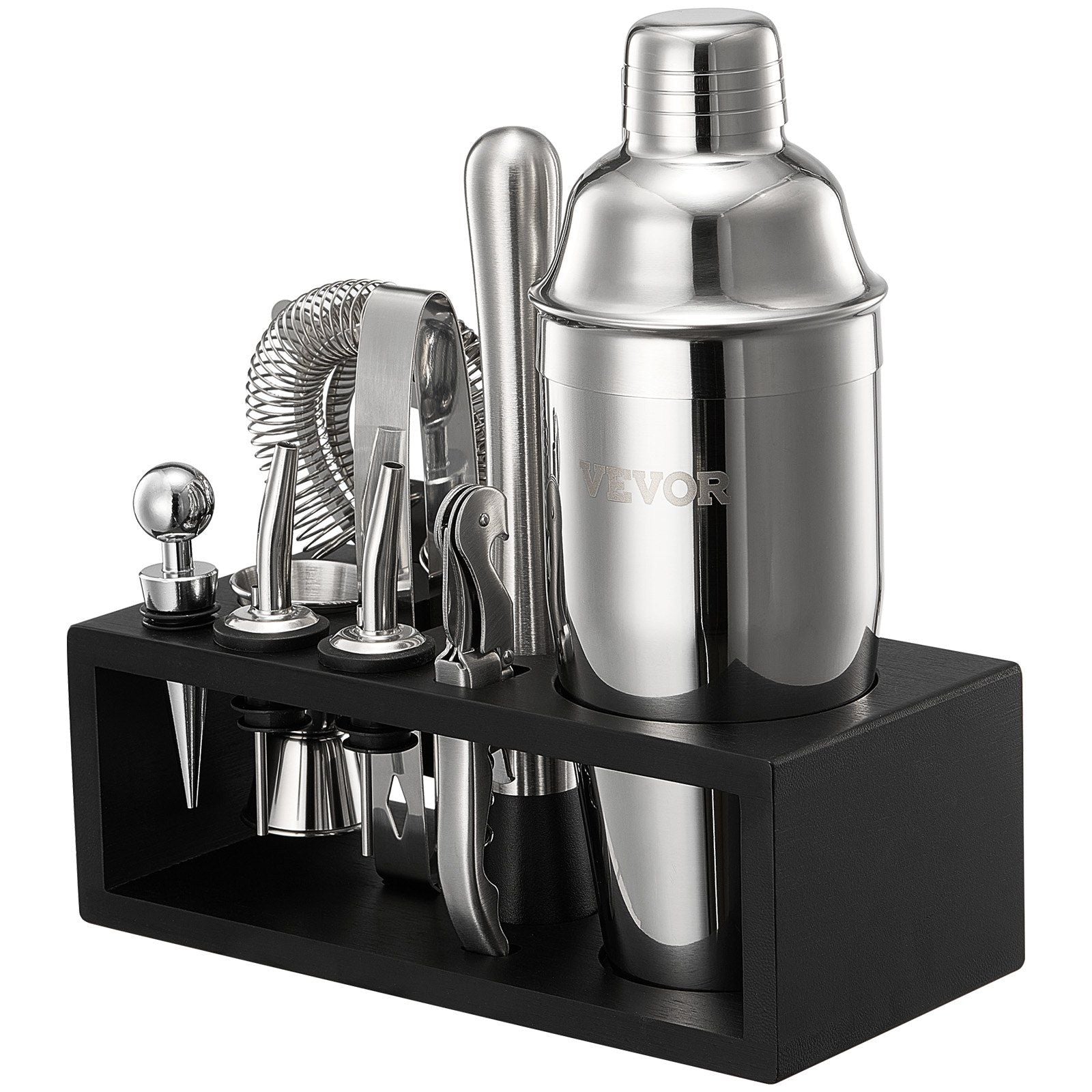 Cocktail Shaker Set 13 Pcs Bar Tool Set Stainless Steel Bartender Kit Silver - JM Variety Store