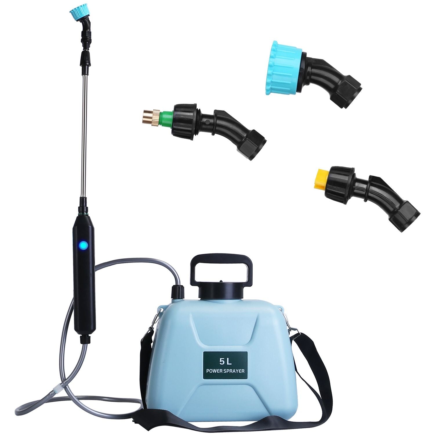 5L/1.3Gallon Electric Plant Sprayer Telescopic Rechargeable Garden Sprayer Automatic Handheld Sprayer with 3 Spray Spouts Shoulder Strap for Cleaning Sterilization - JM Variety Store