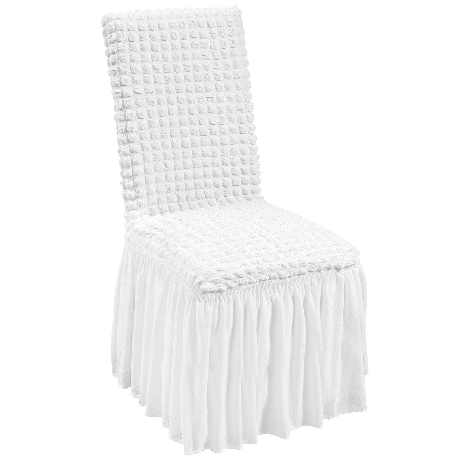 VEVOR Stretch Spandex Folding Chair Covers, Universal Fitted Chair Cover with Skirt, Removable Washable Protective Slipcovers, for Wedding, Holiday, Banquet, Party, Celebration, Dining (4 PCS White) - JM Variety Store