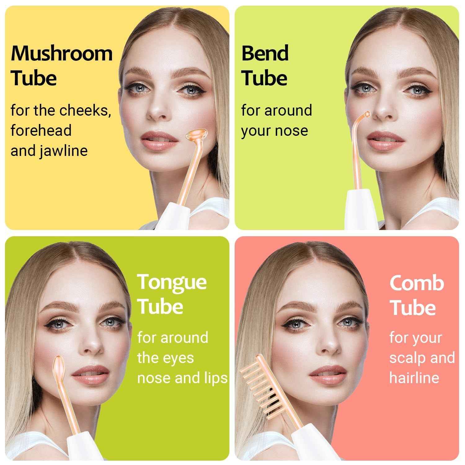 High Frequency Wand 'C Violet Portable Skin Therapy Machine for Anti-Aging - Skin Tightening - Wrinkle Reducing - Dark Circles - 4 in 1