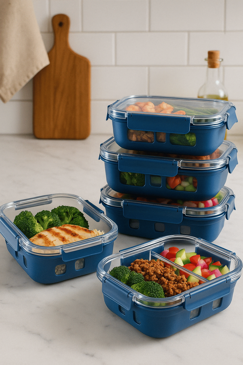 Glass Prep & Store Set with Silicone Grip 8 PCS Storage Set