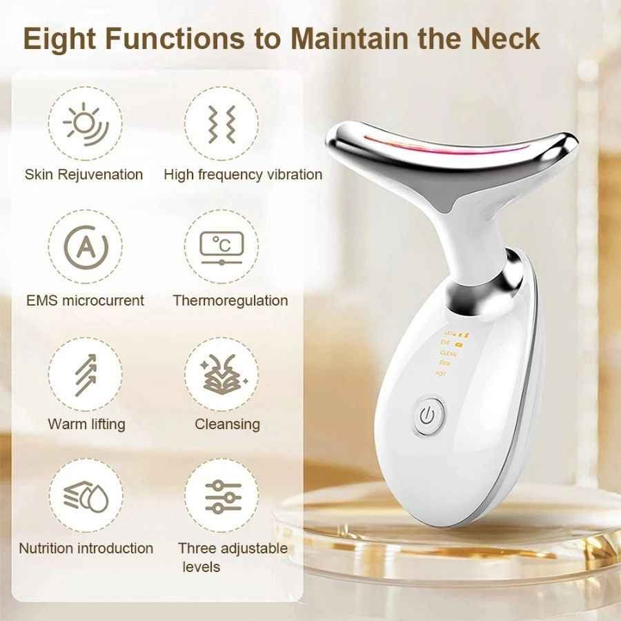 Face and Neck Massager 3 Colors EMS Beauty Device Lifting Tighten Facial Massagers Wrinkle Remover Reduce Double Chin Devices for Woman