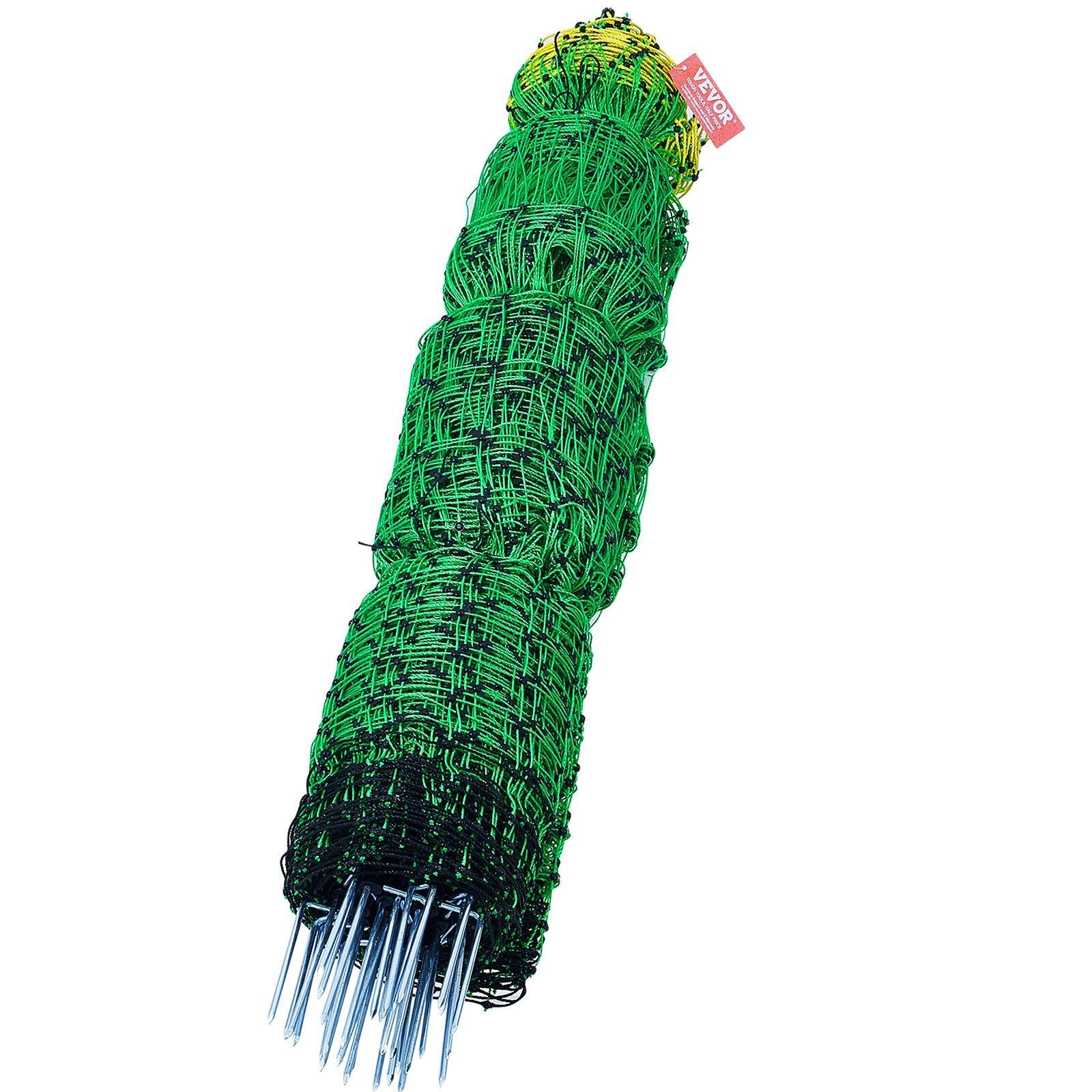 VEVOR Electric Fence Netting, 35" H x 164' L, PE Net Fencing with Posts & Double-Spiked Stakes, Utility Portable Mesh for Goats, Sheep, Lambs, Deer, Hogs, Dogs, Used in Backyards, Farms, and Ranches - JM Variety Store
