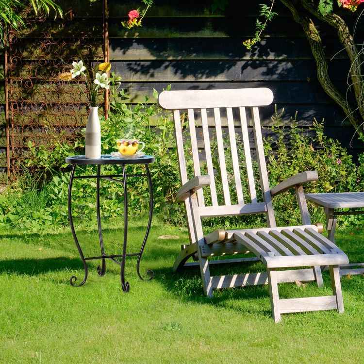 14 Inch Mosaic Round Side Table Plant Stand for Patio Lawn Garden