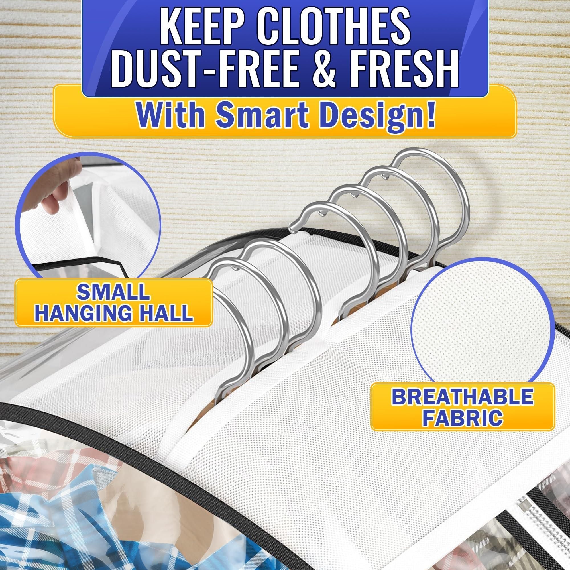 4 Pcs Clear Garment Bags for Hanging Clothes Dust Proof Suit Bags for Closet Storage 40 x24 x10 inch with Zipper Sides Designed for Travel & Organization Protects Clothes & Keeps Them Ready to Wear - JM Variety Store