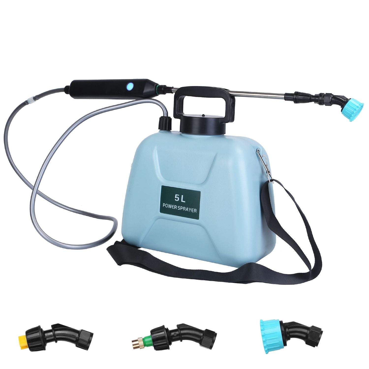 5L/1.3Gallon Electric Plant Sprayer Telescopic Rechargeable Garden Sprayer Automatic Handheld Sprayer with 3 Spray Spouts Shoulder Strap for Cleaning Sterilization - JM Variety Store