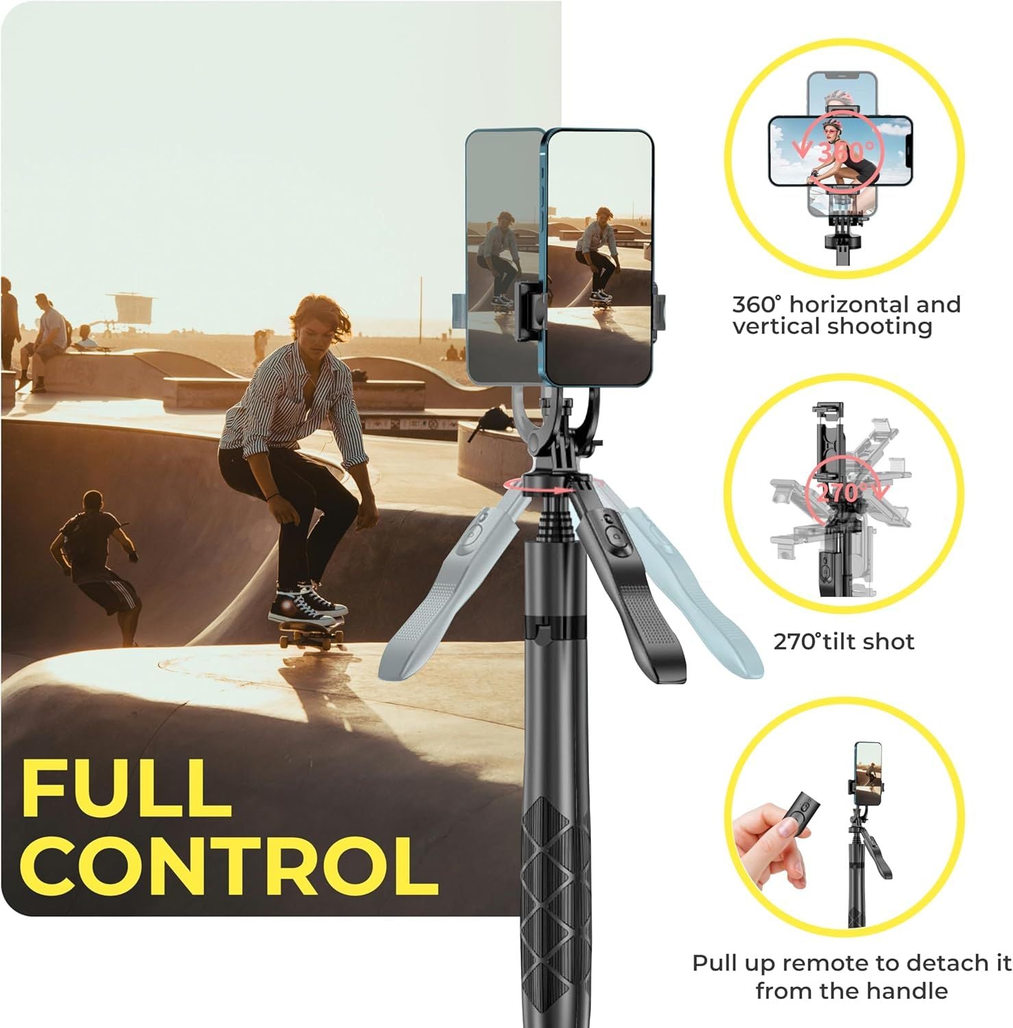 Phone Tripod 62" Selfie Stick for iPhone with Remote and 3W LED Light, Universal Mount, Phone Stand for Recording & Streaming, Tripod for iPhone & Android Phone & Gopro - JM Variety Store