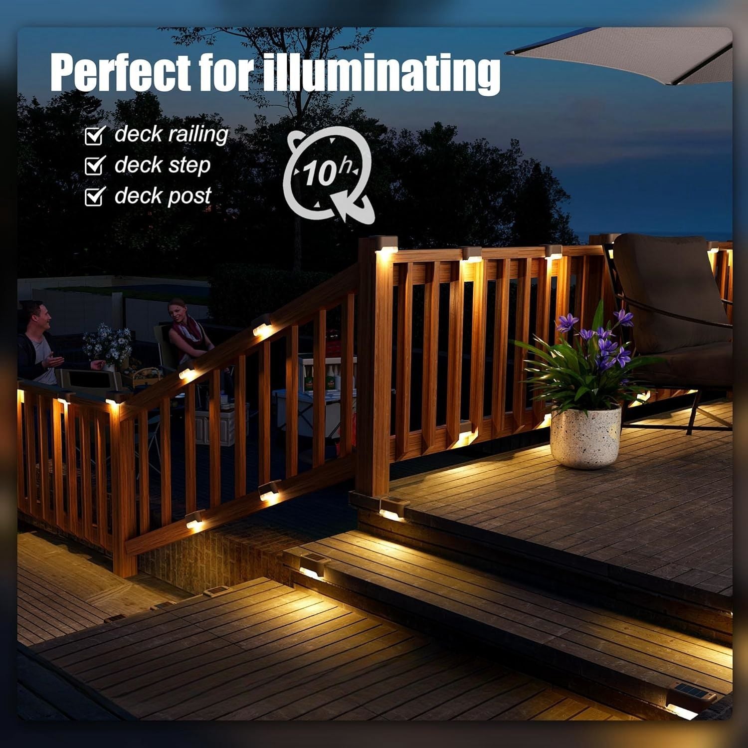16PCS solar outdoor light, spring camping outdoor light, outdoor LED step light, solar charging, suitable for balconies, terraces, stairs, fences, courtyards, gardens, villas, driveways, paths - JM Variety Store