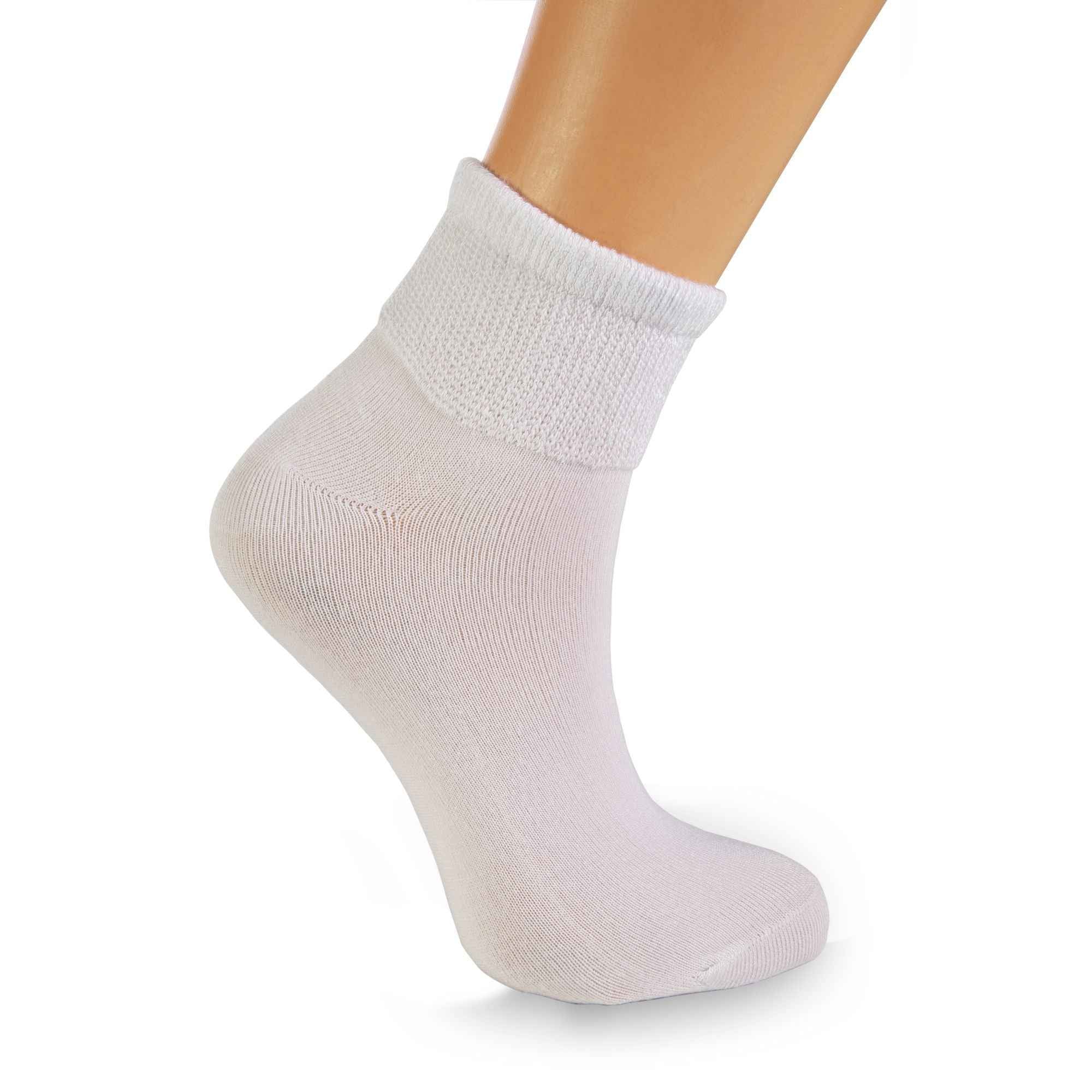 Women's Diabetic Ankle Socks 3 Pairs Soft Cotton, Non-Binding Top, Seamless Toe, Promotes Circulation, Shoe Size 9-11