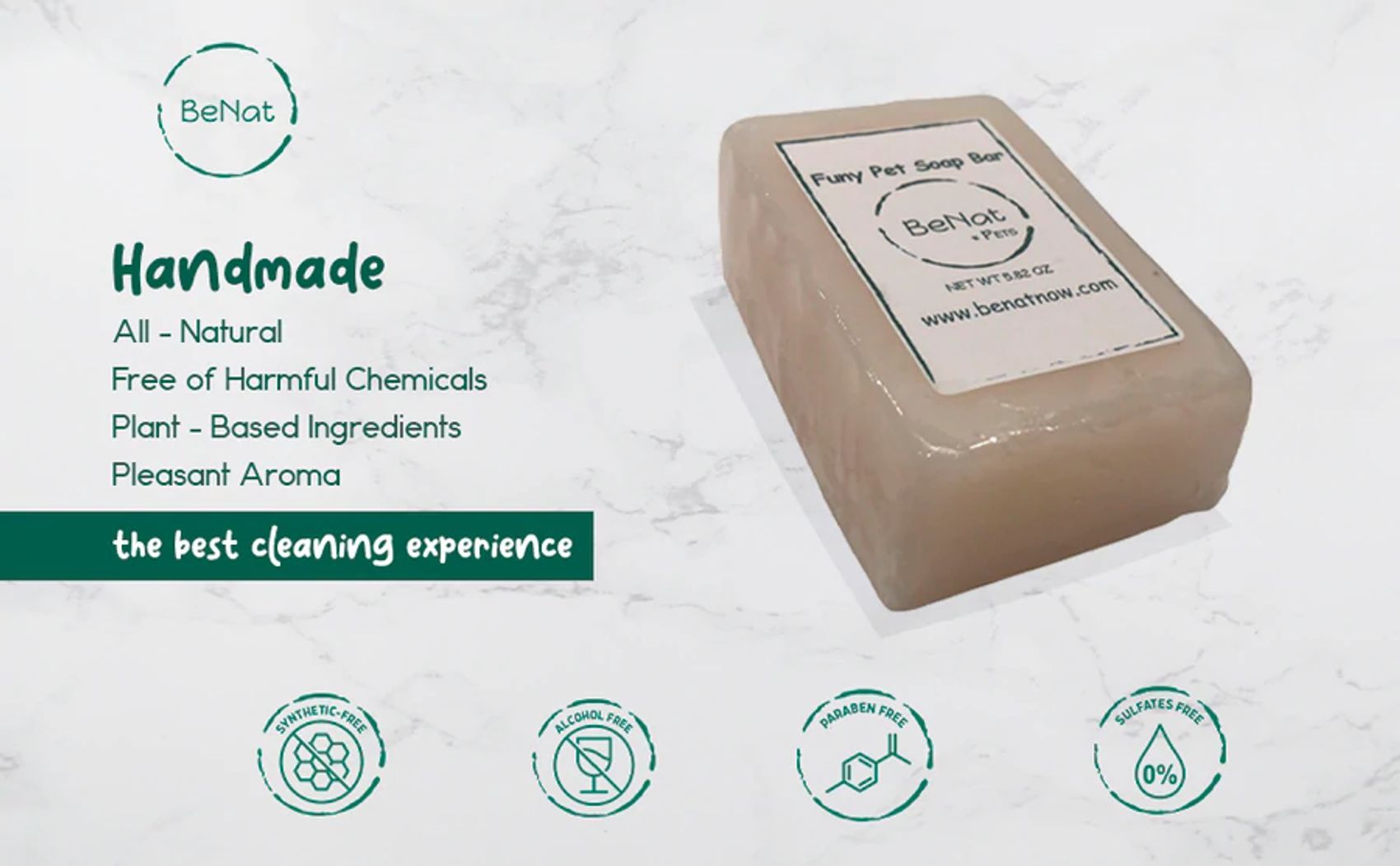 BeNat Pets. All-Natural Furry Pet Soap Bar. 5.8 oz. - JM Variety Store