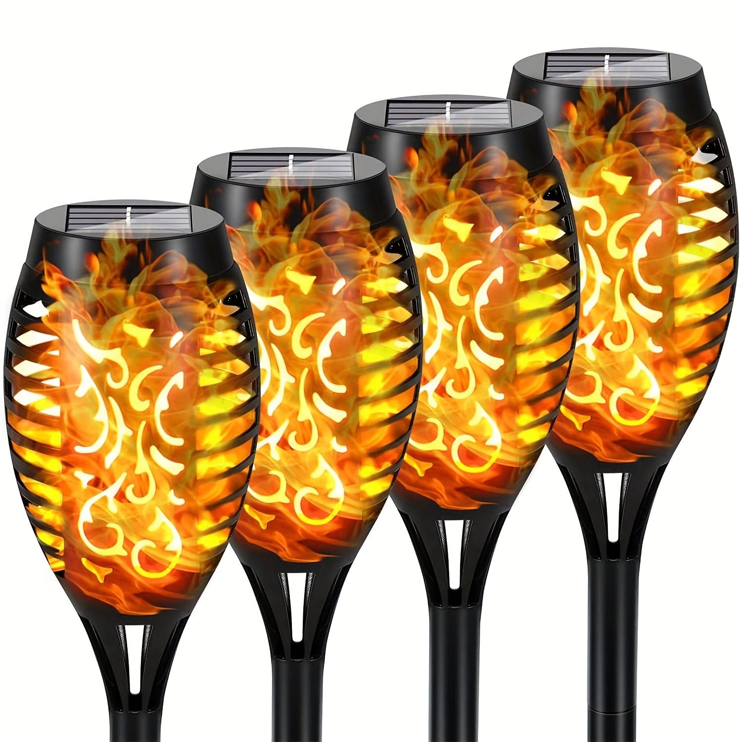 4/8/12pcs/pack Solar Outdoor Lights, 12LED Solar Torch Lights With Flickering Flame For Garden Decor, Mini IP65 Waterproof Landscape Flame Lights For Yard Pathway Patio Pool - Auto On/Off - JM Variety Store