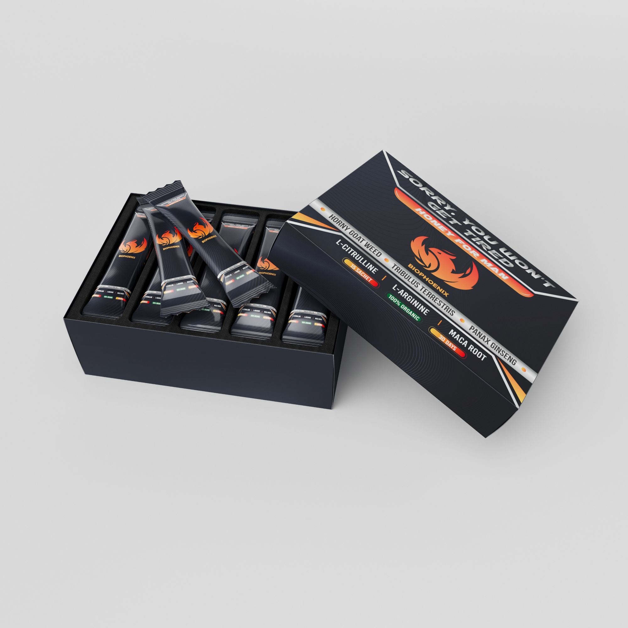 BIOPHOENIX TESTOSTERONE HONEY | Testosterone Booster | Testosterone Supplement for Men | Maca Root, Ginseng, Horny Goat Weed, Tribulus Terrestris for Men | L Citrulline, L Arginine 15 Sachets 30 Days - JM Variety Store