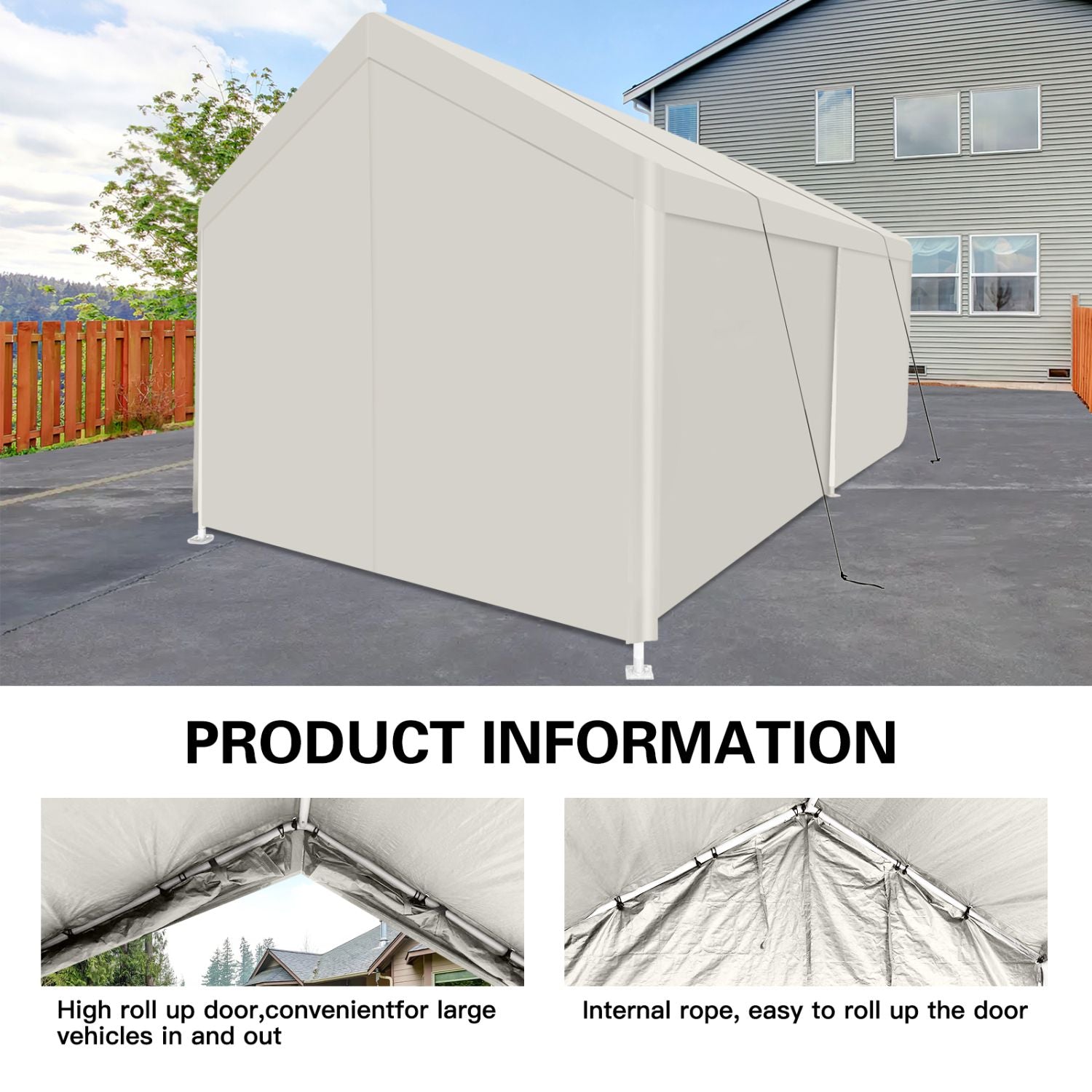 Carport, 12×20 Heavy Duty Portable Carport Garage Tent for Outdoor Storage Shelter white - JM Variety Store