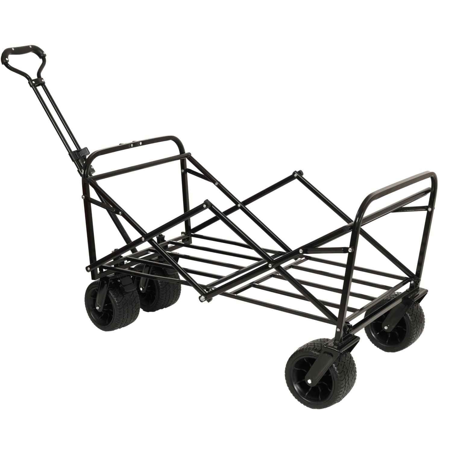 440lbs Collapsible Foldable Wagon Cart, Beach Wagon Utility Cart Utility Wagon Grocery Cart for Camping Shopping Sports Gardening Fishing, blue flower