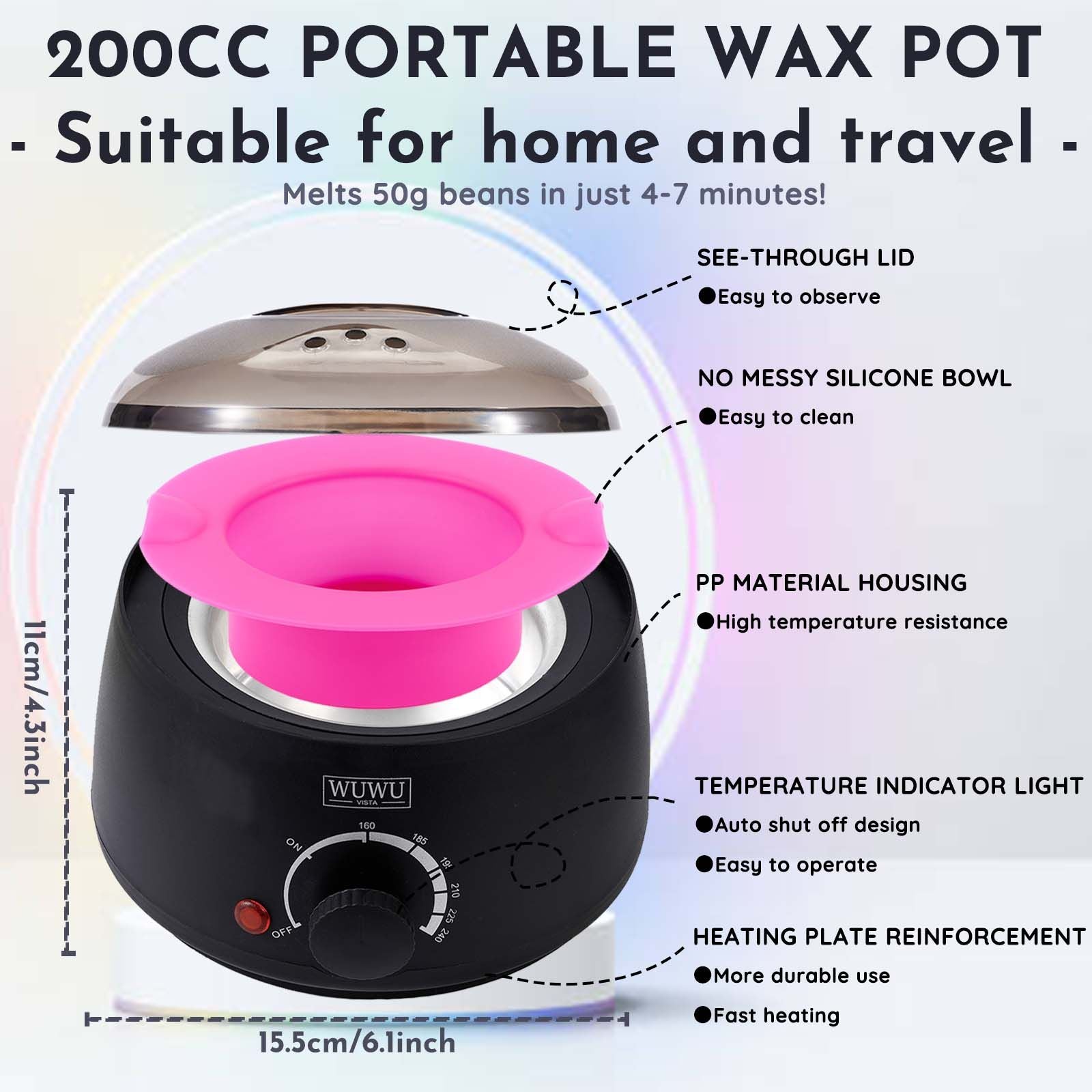 Waxing Kit 69 items - WUWUVISTA Hair Removal Hard Wax kit with Wax Warmer, Wax Beads for Face/Brazilian/Body/Sensitive Skin - JM Variety Store
