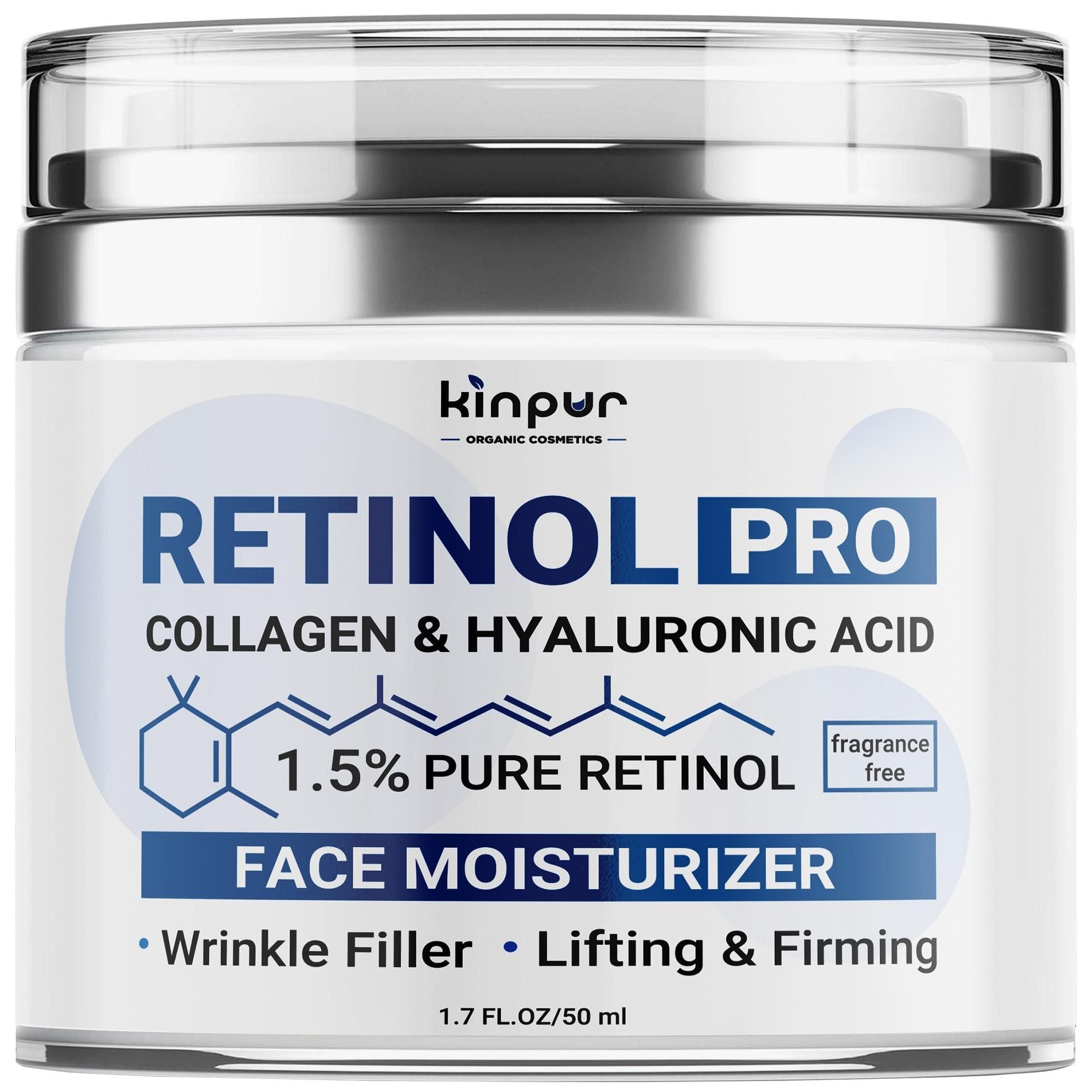 Retinol Pro Collagen Face Cream with Hyaluronic Acid Hydrating and Firming Cream for All Skin Types Day and Night Anti Aging Face Moisturizer for Women Men - JM Variety Store