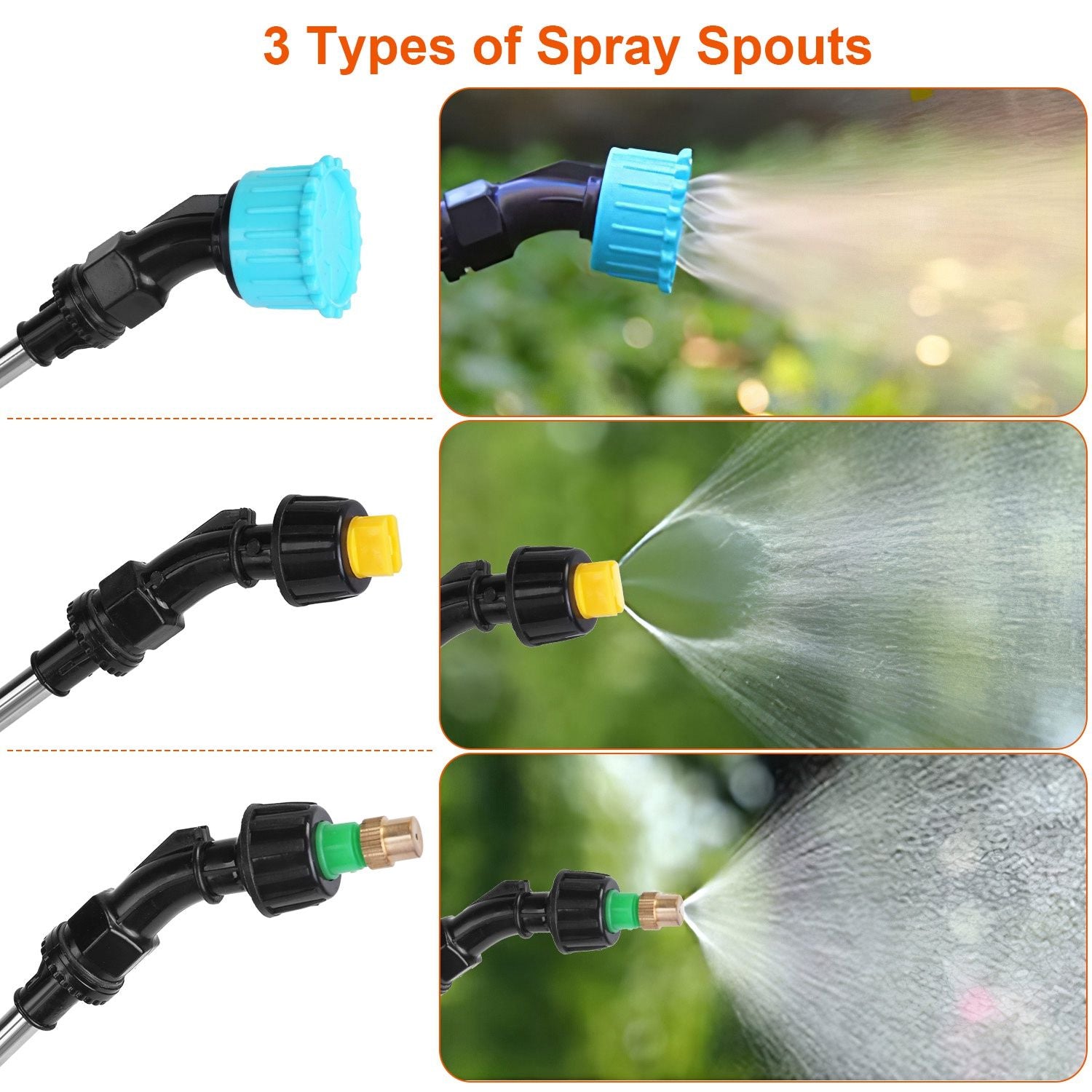 5L/1.3Gallon Electric Plant Sprayer Telescopic Rechargeable Garden Sprayer Automatic Handheld Sprayer with 3 Spray Spouts Shoulder Strap for Cleaning Sterilization - JM Variety Store