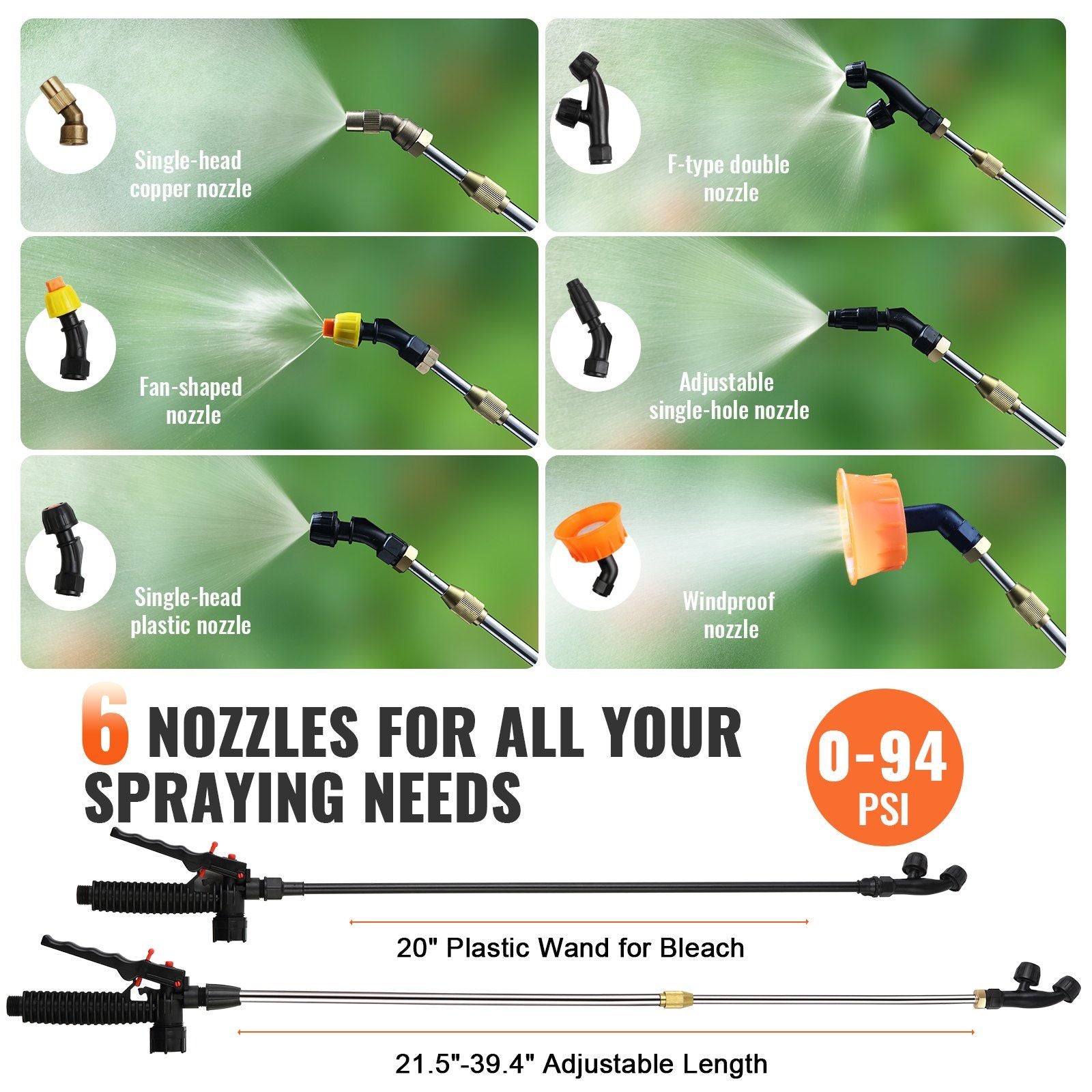 VEVOR Battery Powered Backpack Sprayer with Cart, 0-94 PSI Adjustable Pressure, 4 Gallon Tank on Wheels, with 8 Nozzles and 2 Wands, 12V 7.2Ah Battery, Wide Mouth Lid for Weeding, Spraying, Cleaning - JM Variety Store