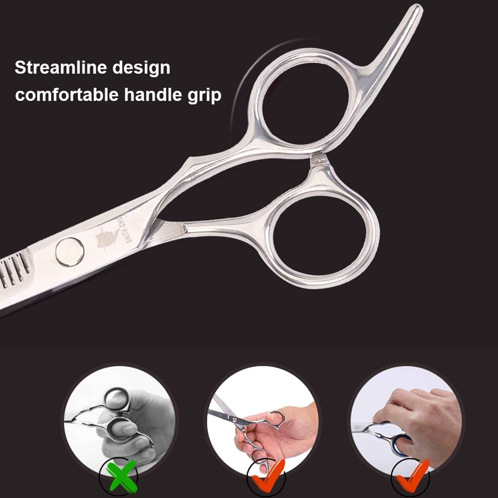 Hair Cutting Scissors Set, 6 Inch Hairdressing Thinning Shears for Hair Cutting for Women, Men, Kids - Silver