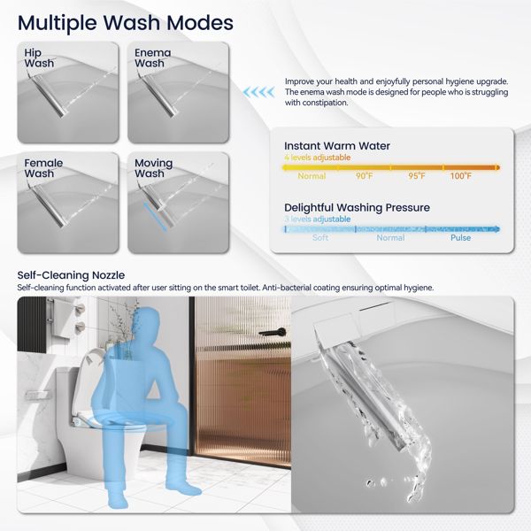 Smart Bidet Toilet Seat with Side Knob Adjustable Heated Seat with Water Temperature and Pressure Adjustment Portable with Automatic Nozzle Cleaning and Sensor Open Lid[Unable to ship on weekends] - JM Variety Store