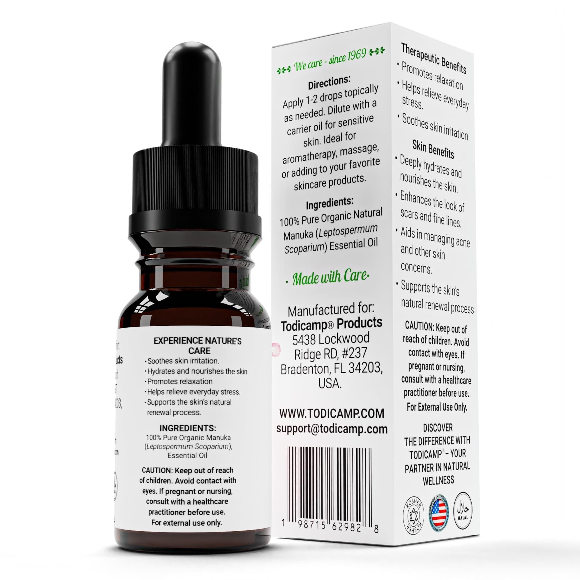 100% Pure Manuka Oil from New Zealand Therapeutic Grade Essential Oil for Wound Care Skin Soothing Nail & Scalp Health Organic Undiluted Cold Pressed Manuka for Face Hair Body - JM Variety Store