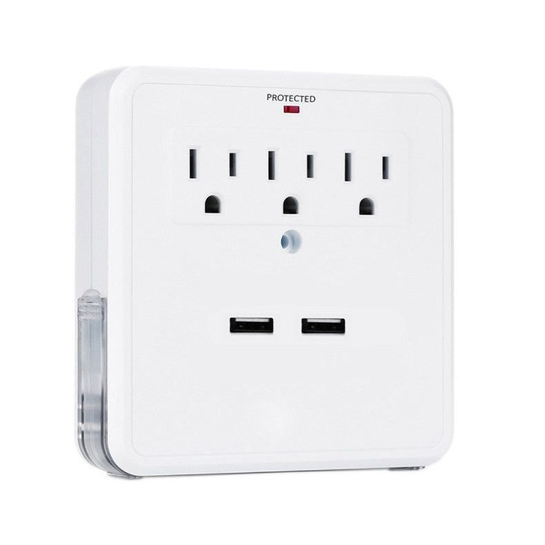 NEW! Classic Combo Wall Adapter W/3 AC Outlets W/Surge Protection And Dual USB Ports To Charge Your Gadgets - JM Variety Store