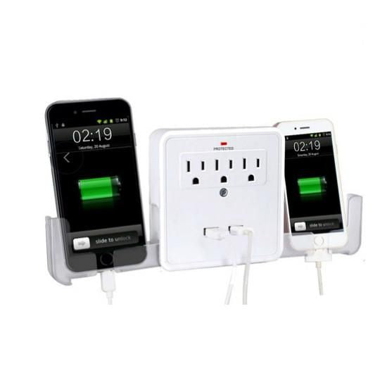NEW! Classic Combo Wall Adapter W/3 AC Outlets W/Surge Protection And Dual USB Ports To Charge Your Gadgets - JM Variety Store