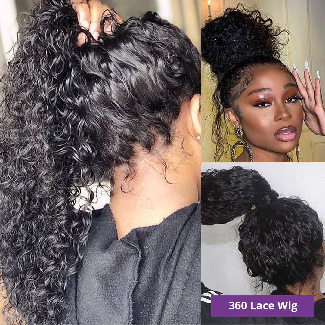 360 Full Lace Wig Human Hair Pre Plucked 13x4 Lace Frontal Wigs For Women 34 32 30 Inch Hd Curly Deep Water Wave Lace Front Wig - JM Variety Store
