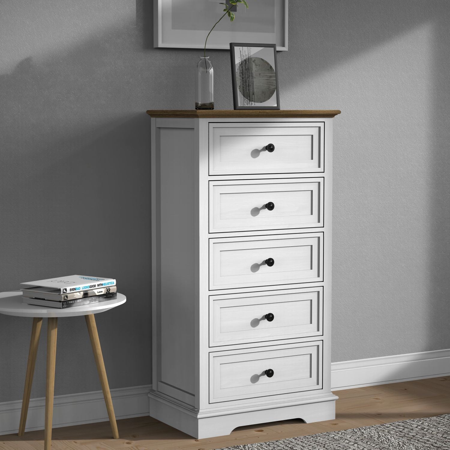 Tall Dresser for Bedroom with 5 Drawers for Closet, Chest of Drawers with Metal Handle - JM Variety Store