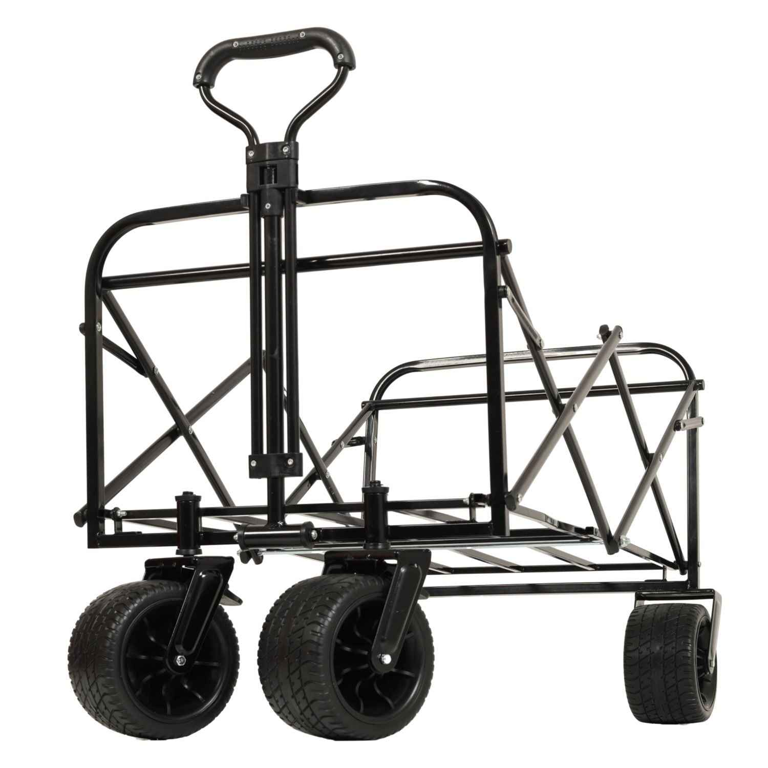 440lbs Collapsible Foldable Wagon Cart, Beach Wagon Utility Cart Utility Wagon Grocery Cart for Camping Shopping Sports Gardening Fishing, blue flower